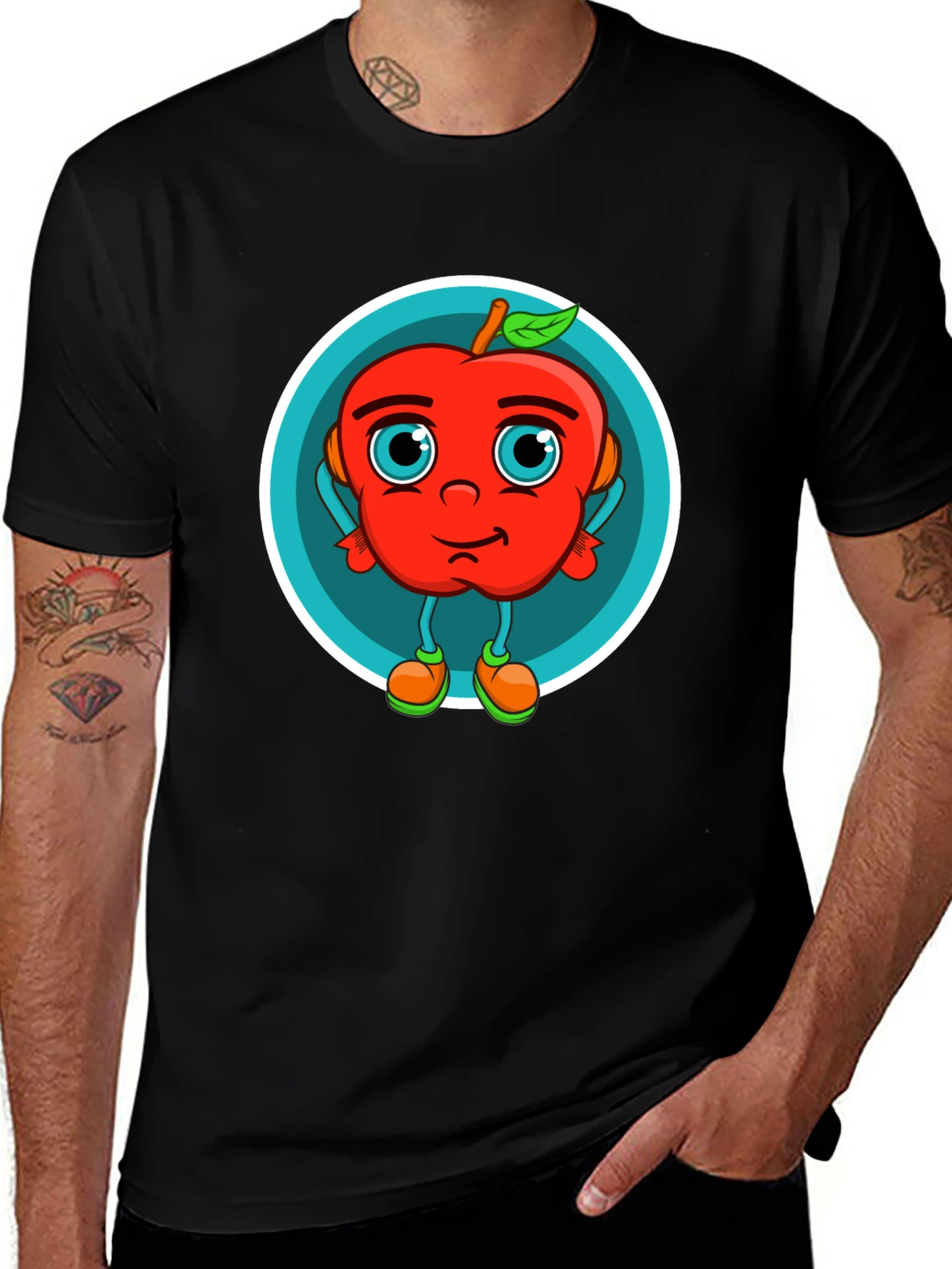 Cartoon Apple Graphic T-Shirt