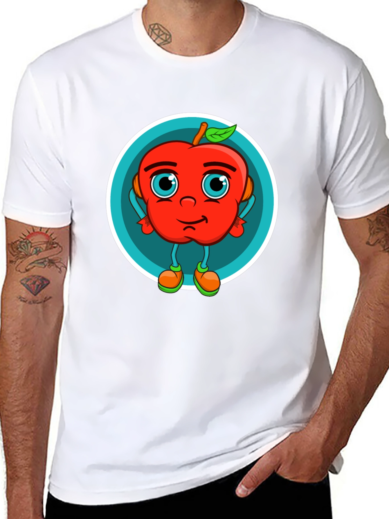 Cartoon Apple Graphic T-Shirt