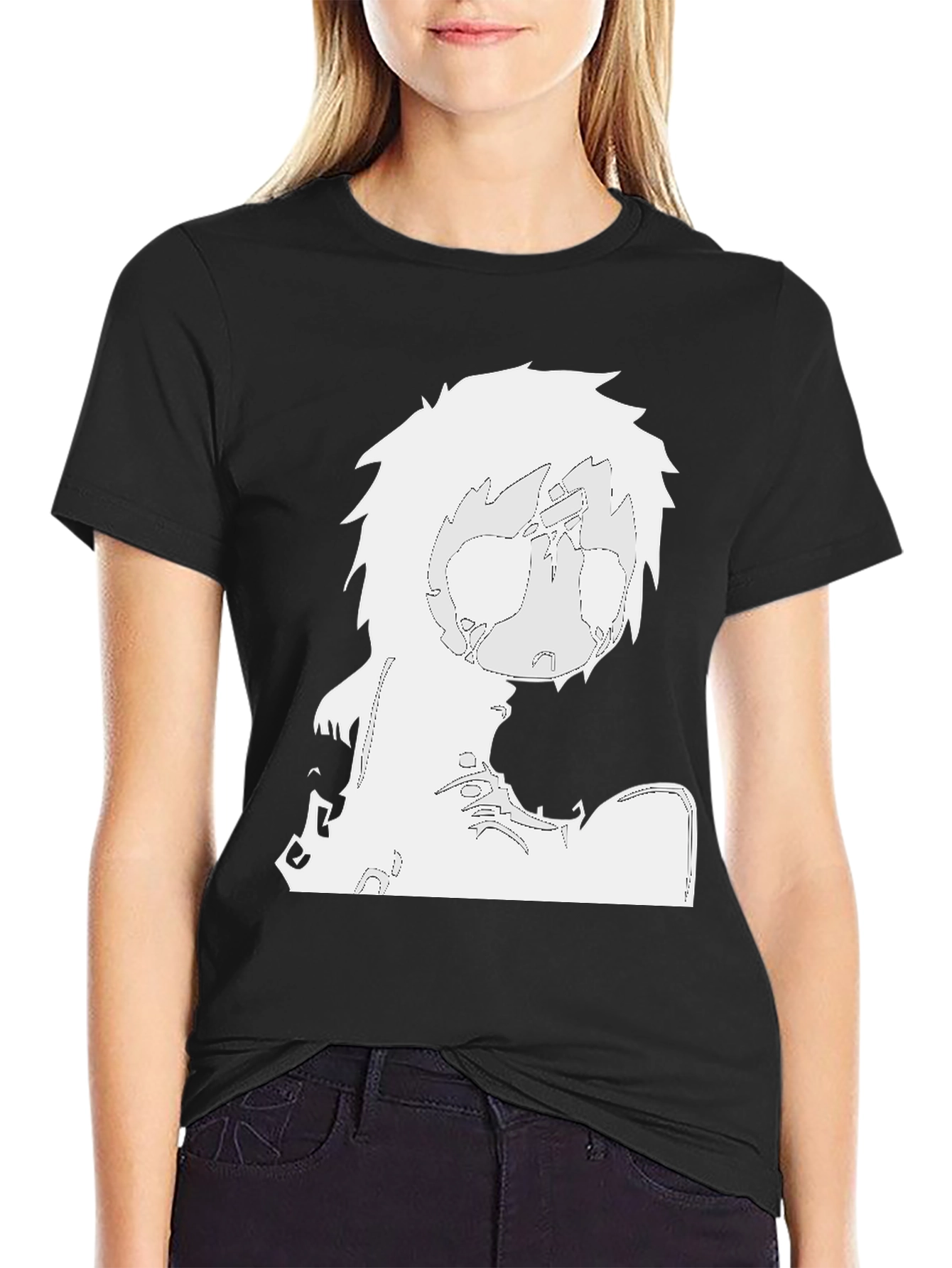 Stylized Graphic Print Black T-Shirt