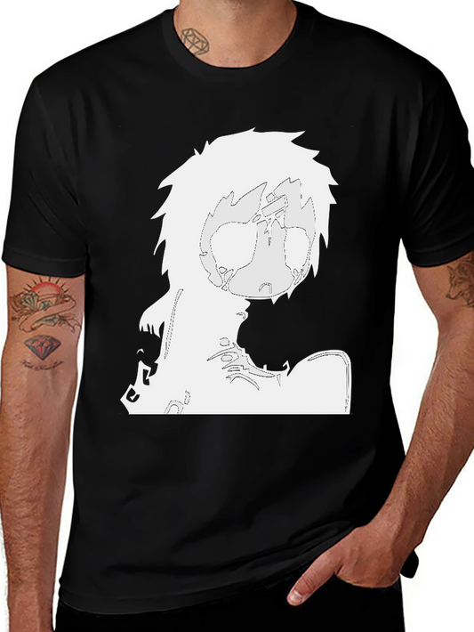 Stylized Graphic Print Black T-Shirt