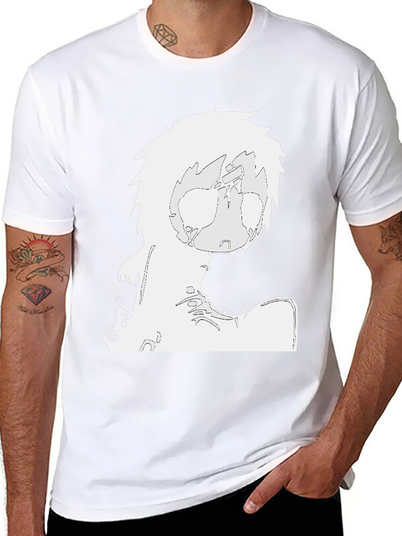 Stylized Graphic Print Black T-Shirt