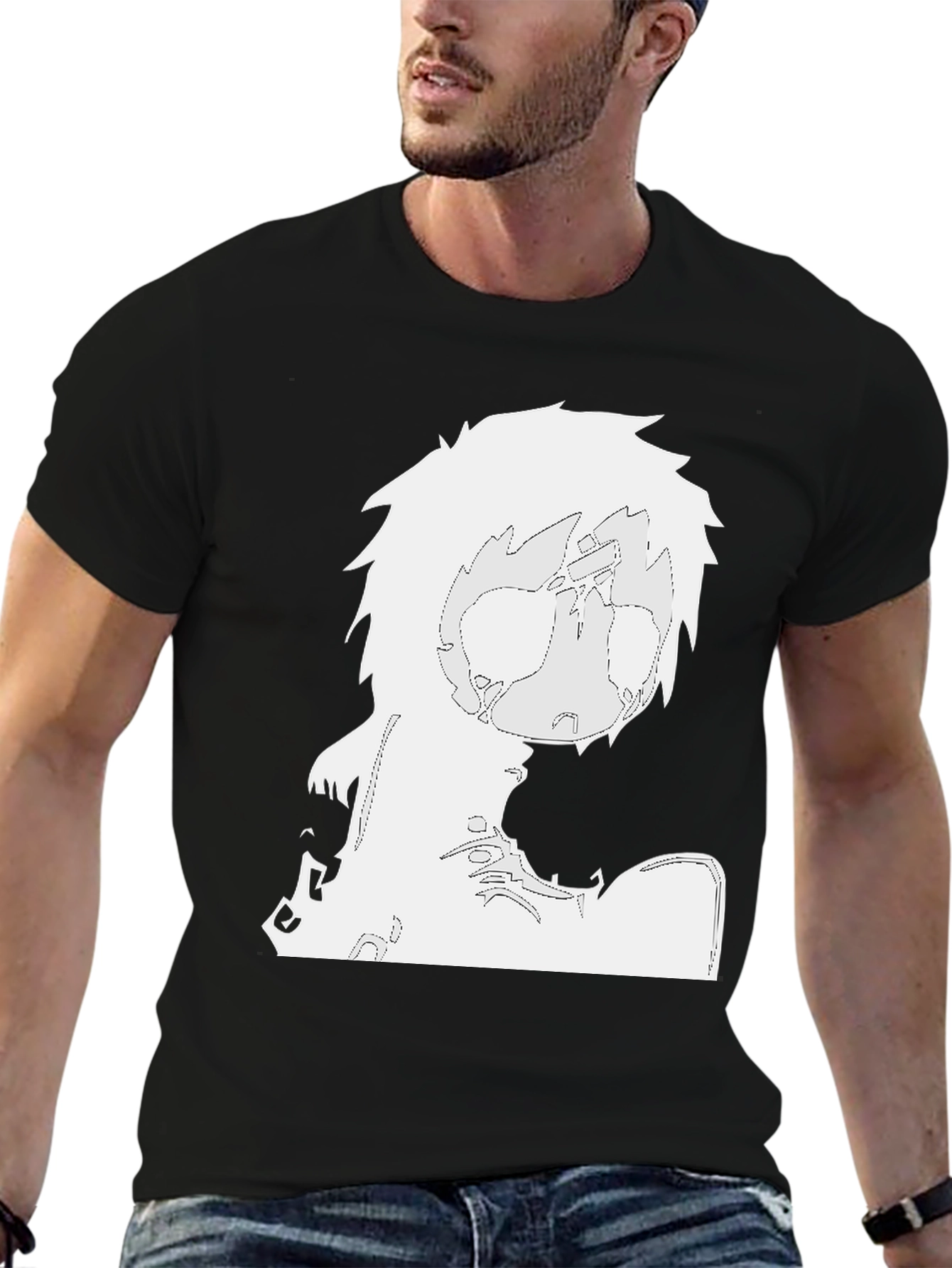 Stylized Graphic Print Black T-Shirt