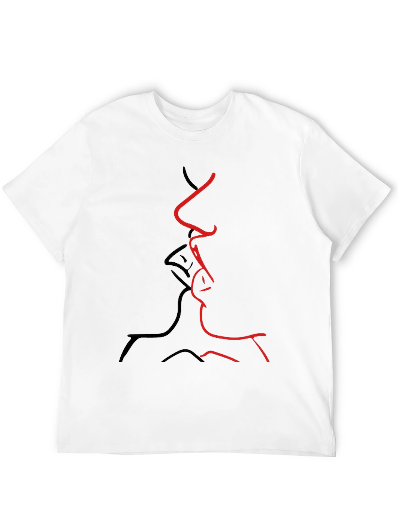 Abstract Kiss Graphic Tee - Black Casual T-Shirt
