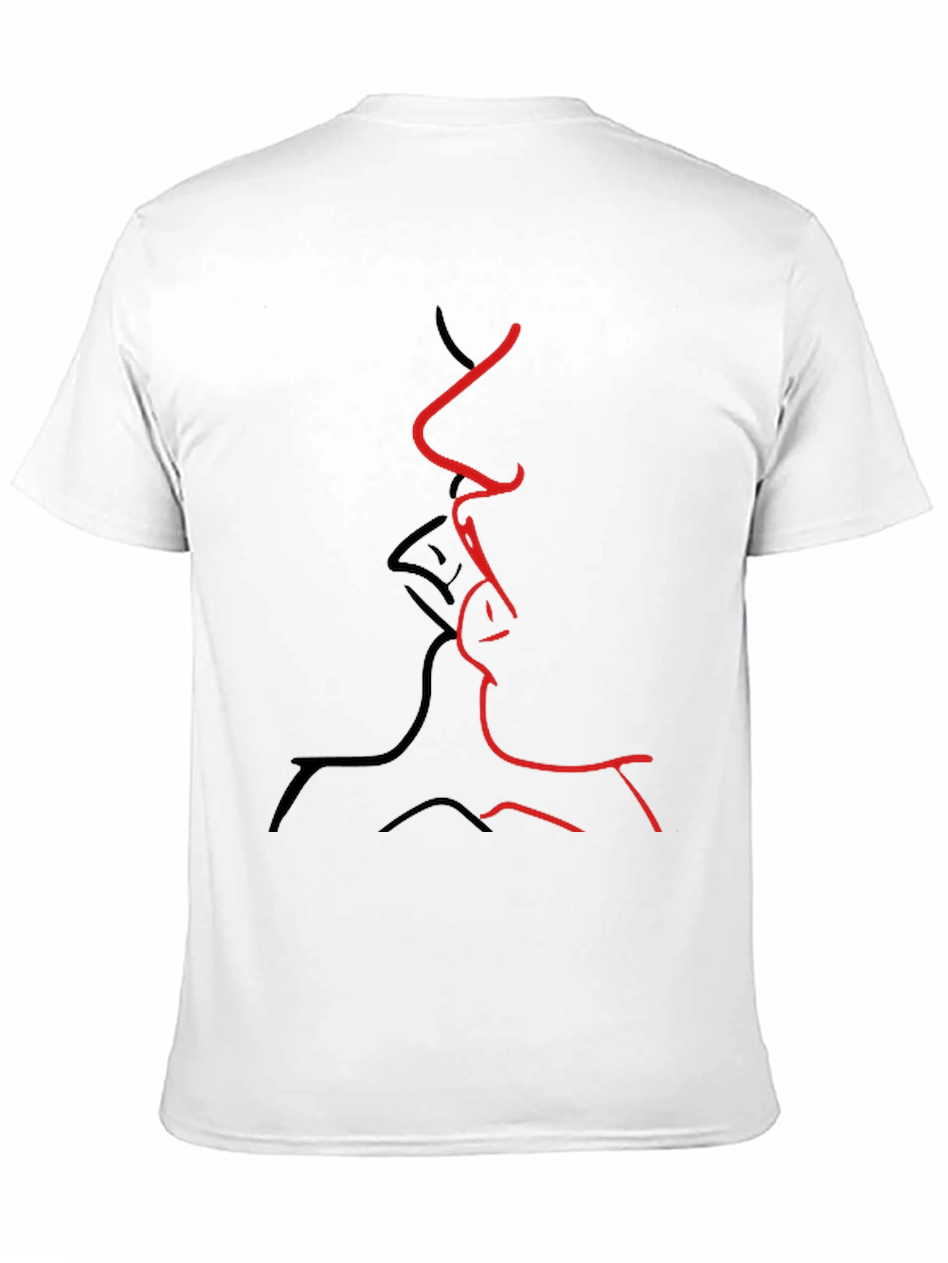 Abstract Kiss Graphic Tee - Black Casual T-Shirt