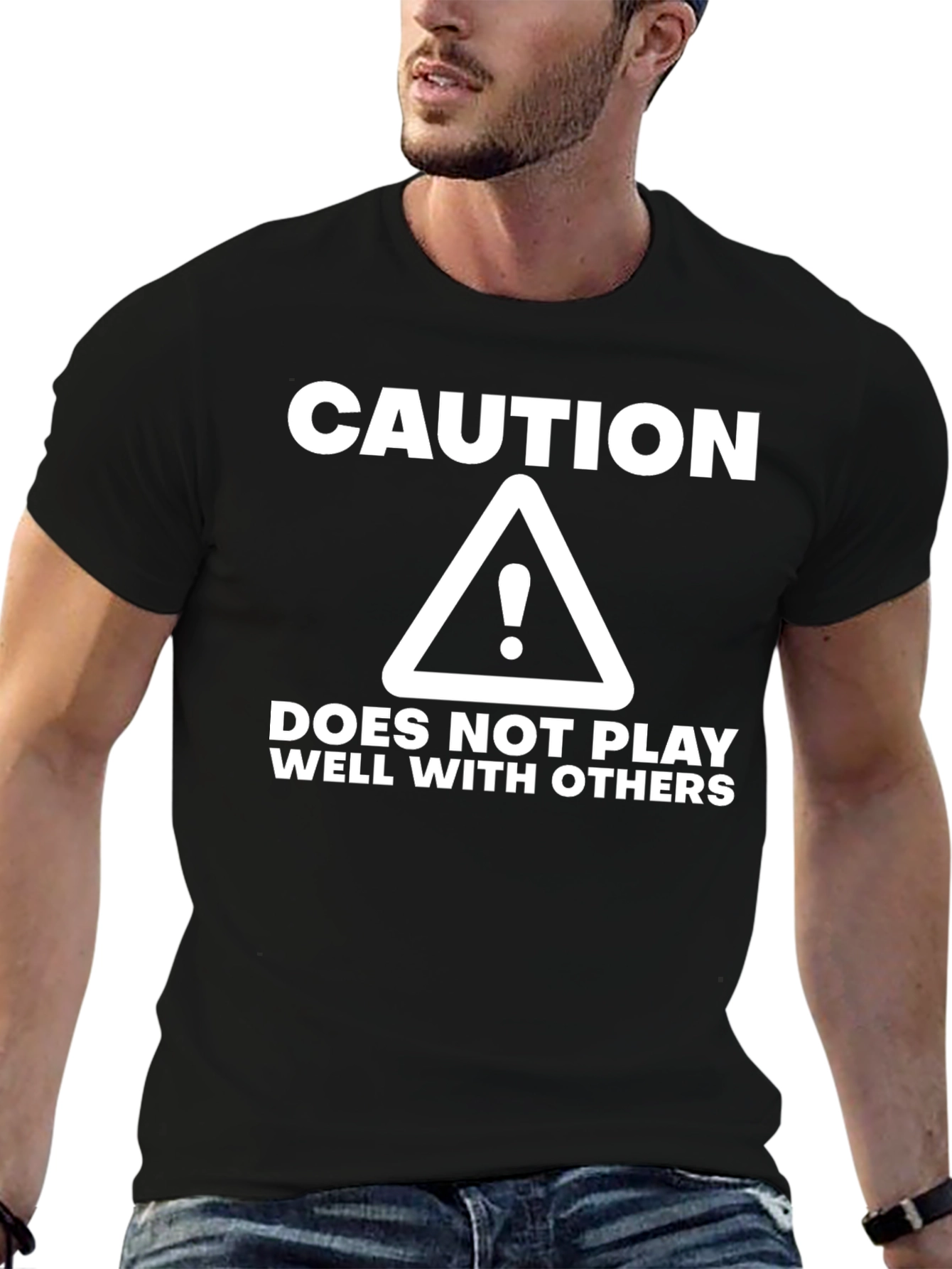 Caution: Does Not Play Well With Others Black T-Shirt