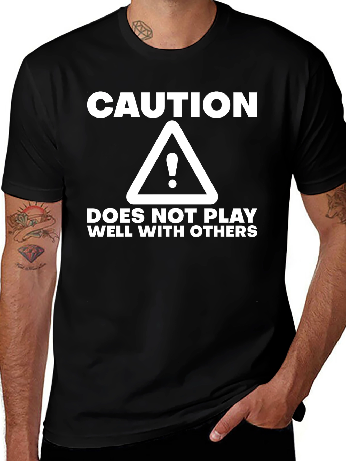 Caution: Does Not Play Well With Others Black T-Shirt