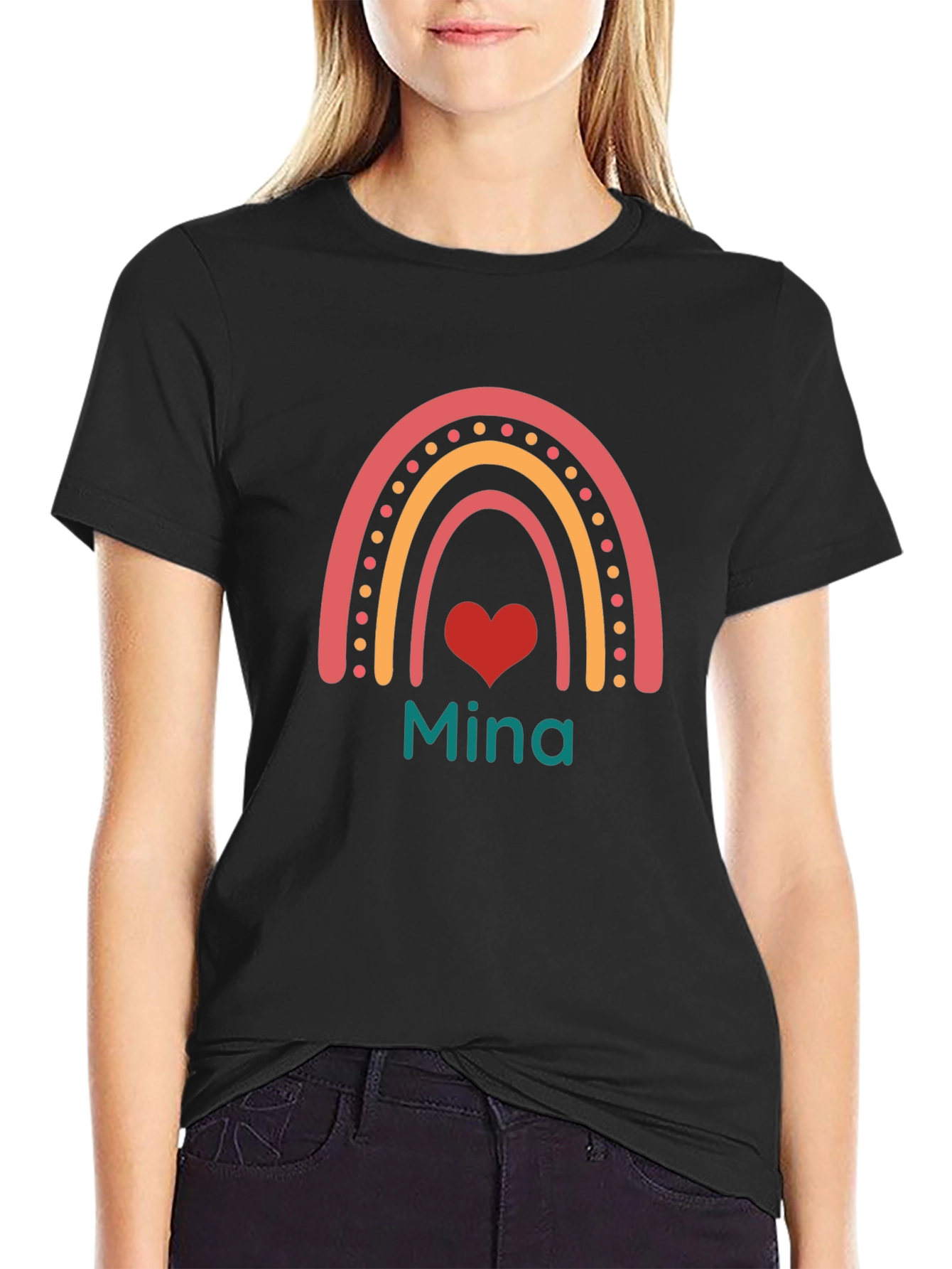 Mina Rainbow Heart Graphic Tee