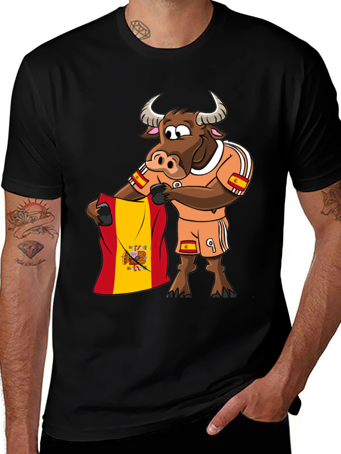 Spain Bull T-Shirt Funny Soccer Fan Tee