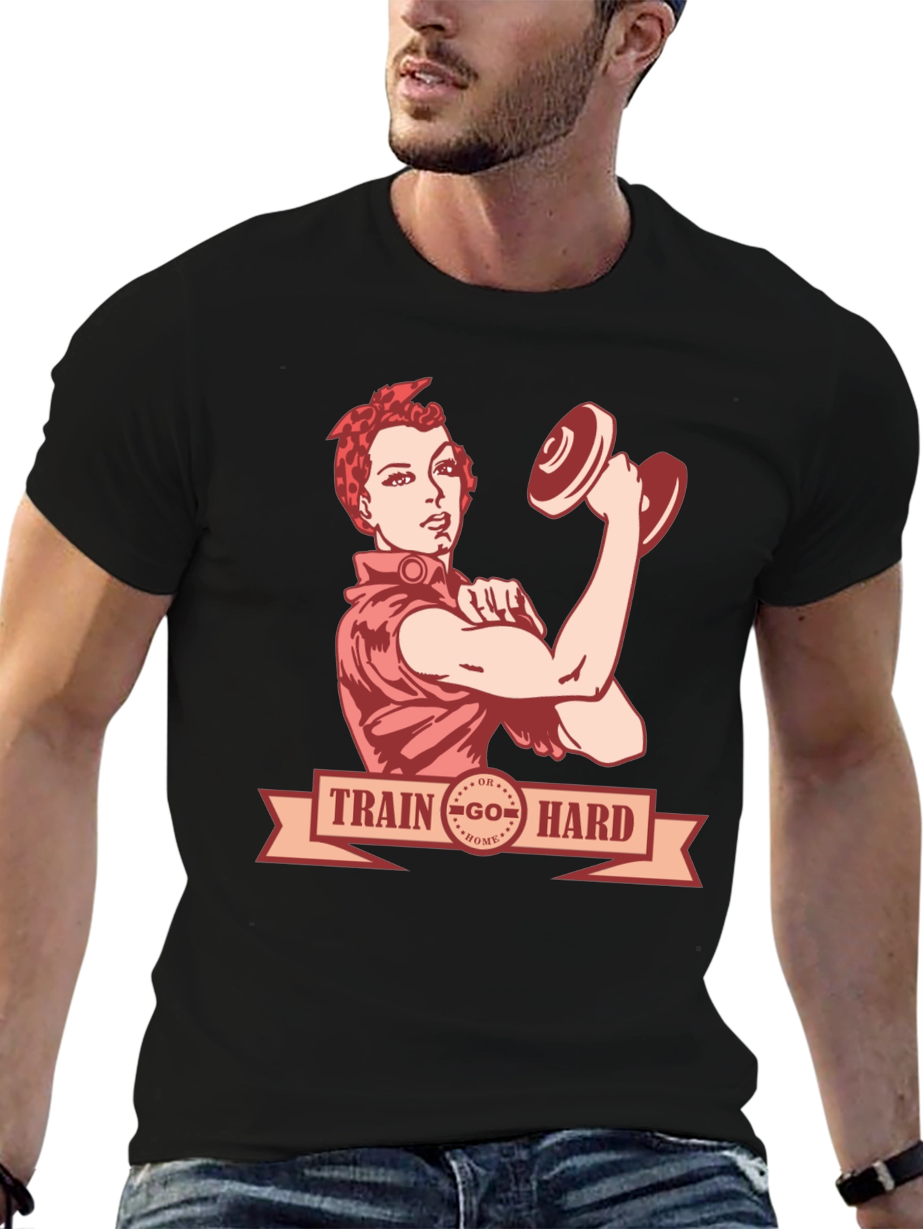 Retro Train Hard Graphic T-Shirt