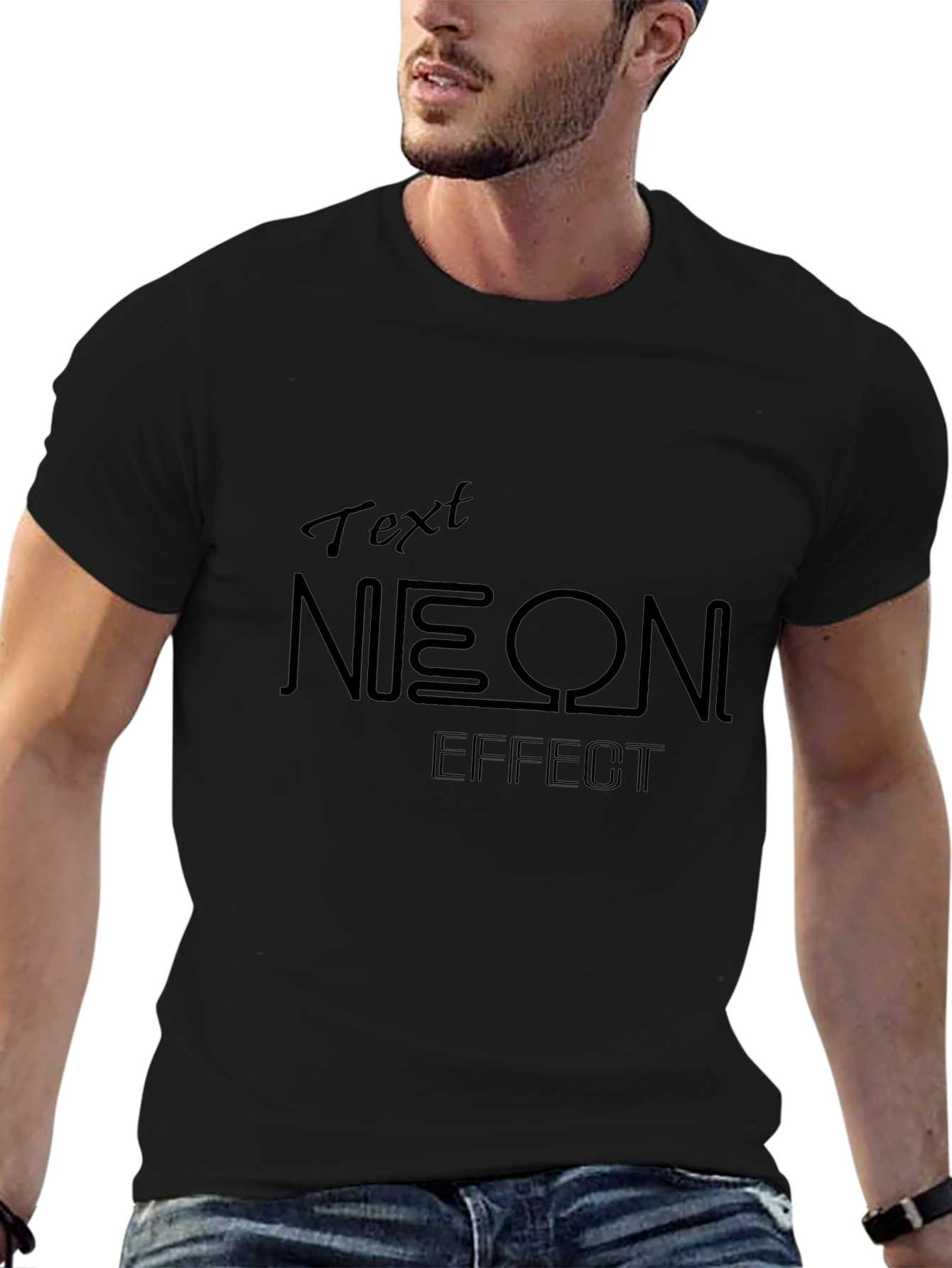 Black Neon Effect Graphic Tee