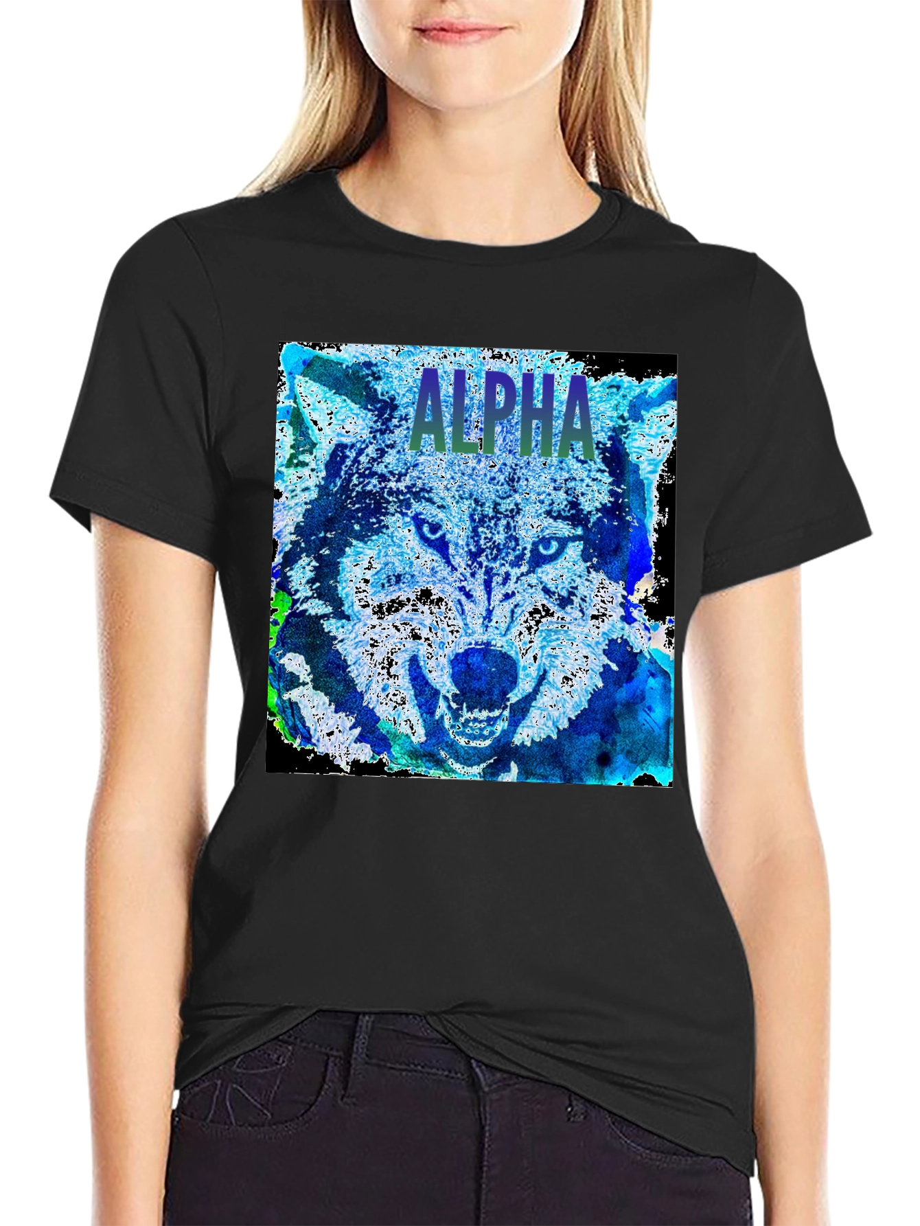Alpha Wolf Graphic Tee - Black