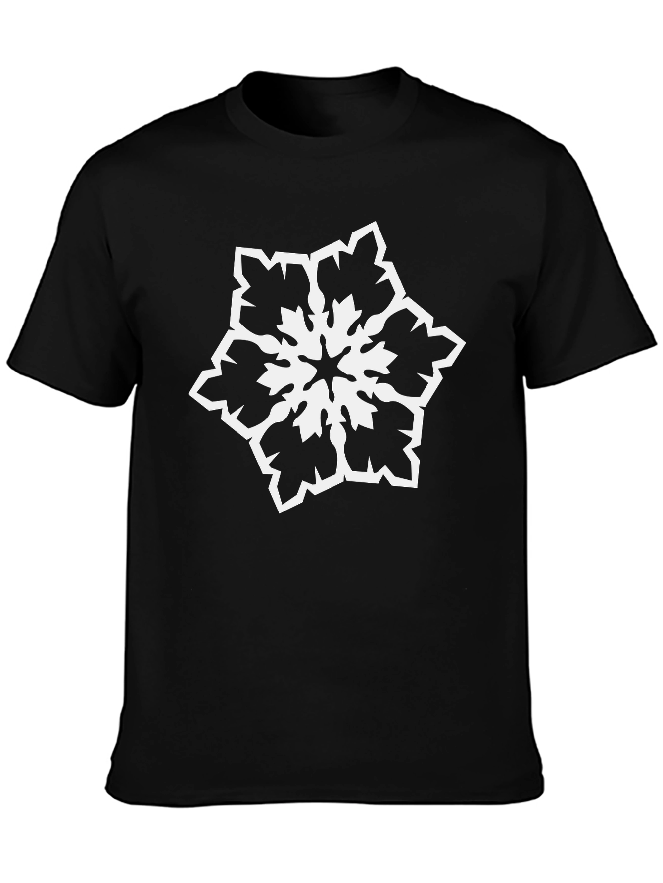 Snowflake Graphic Tee - Stylish Black Cotton T-Shirt