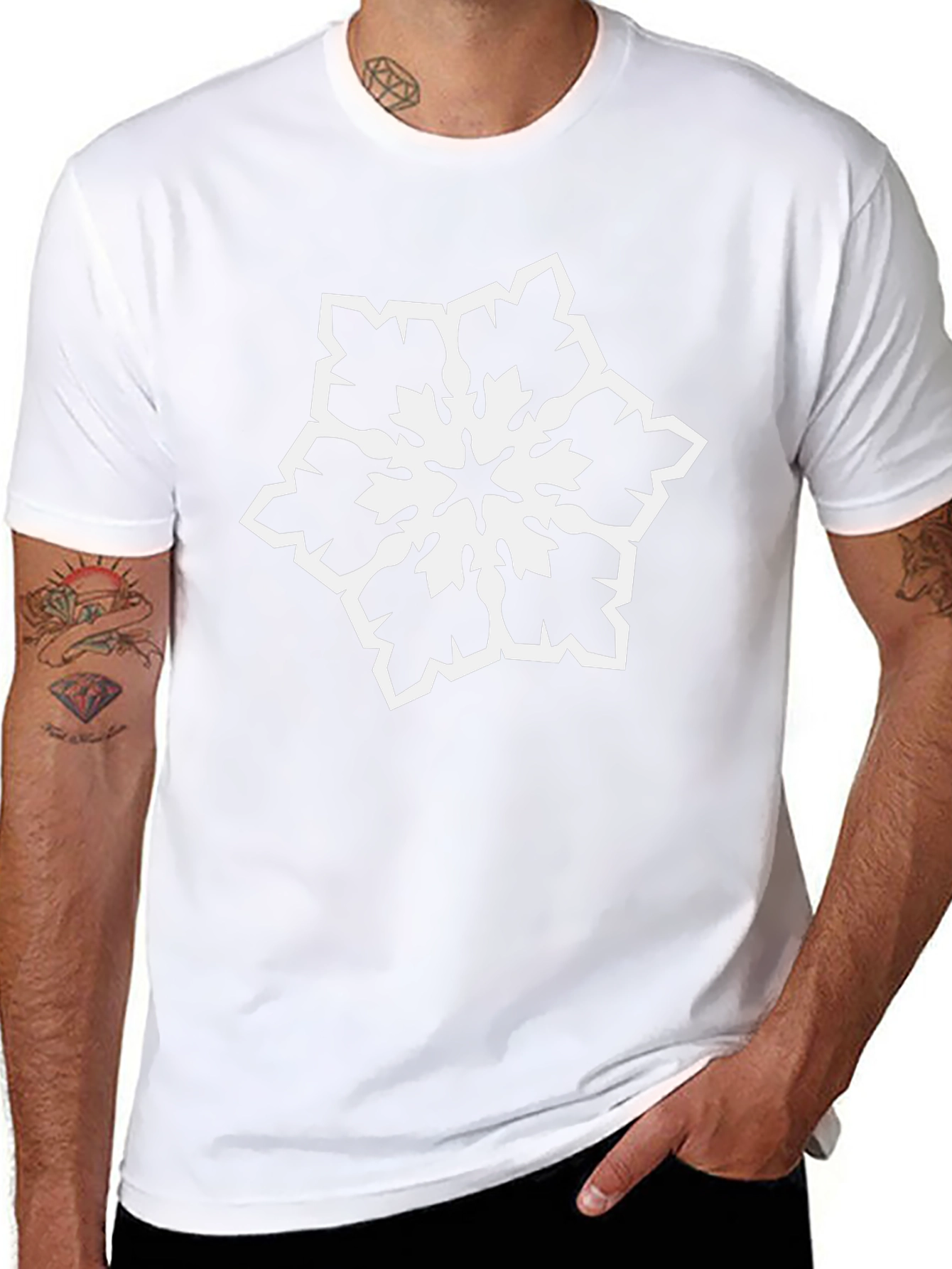 Snowflake Graphic Tee - Stylish Black Cotton T-Shirt