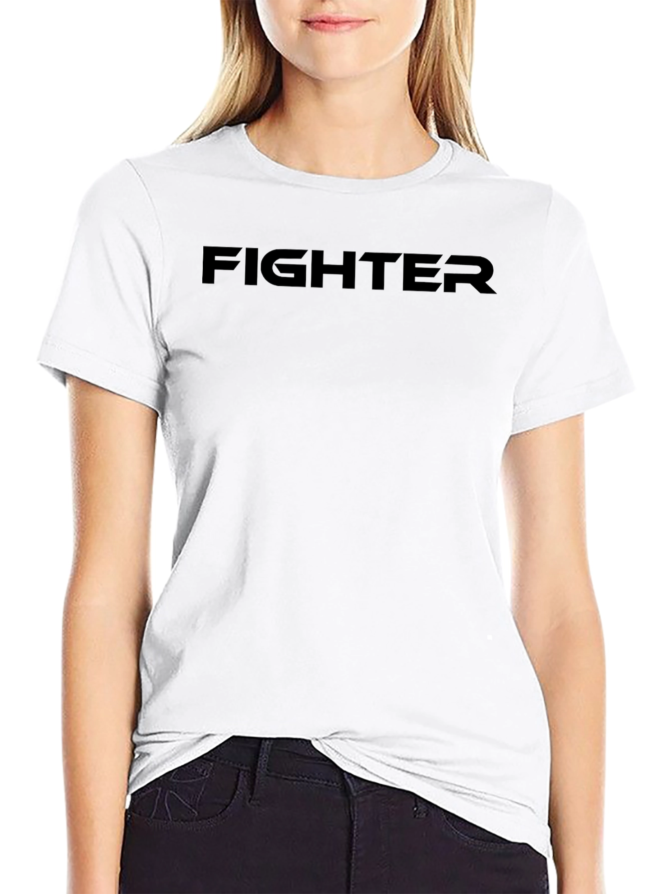 FIGHTER Black Graphic Tee - Bold Statement Shirt