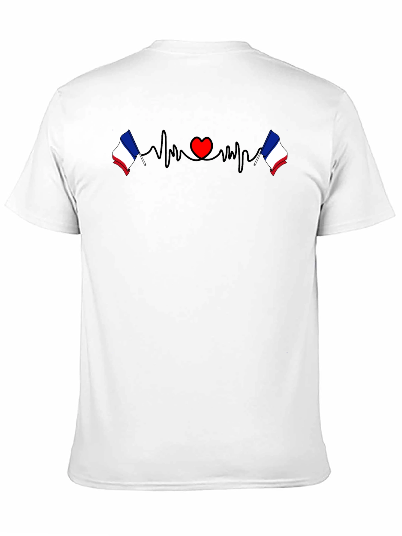 France Flag Heartbeat Graphic Tee - Black T-Shirt
