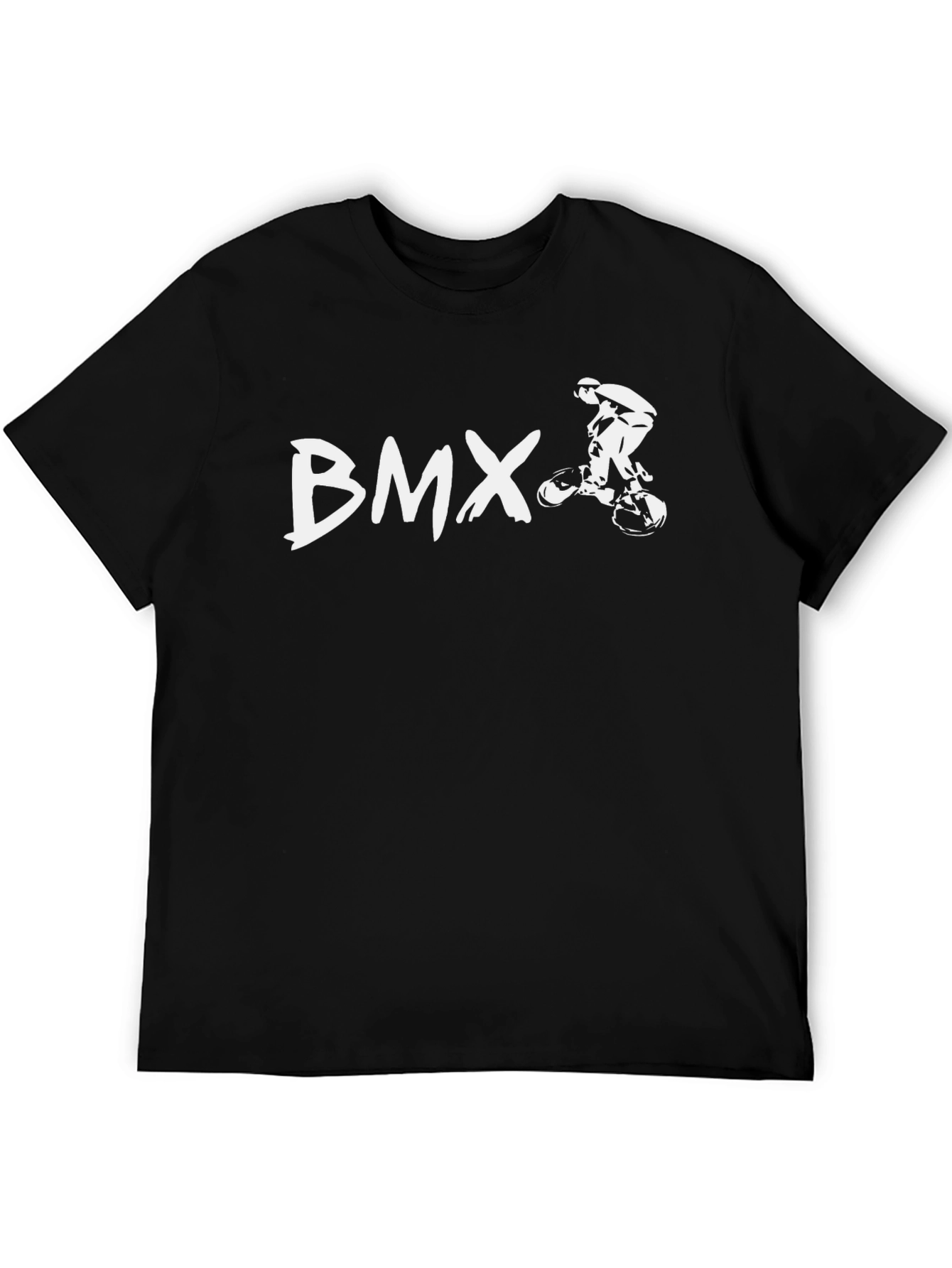 BMX Graphic T-Shirt - Black Cotton Blend Casual Wear