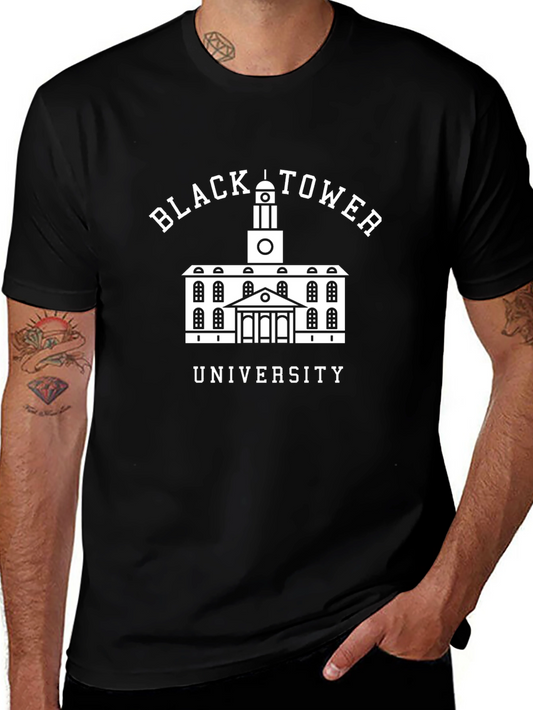 Black Tower University Graphic T-Shirt