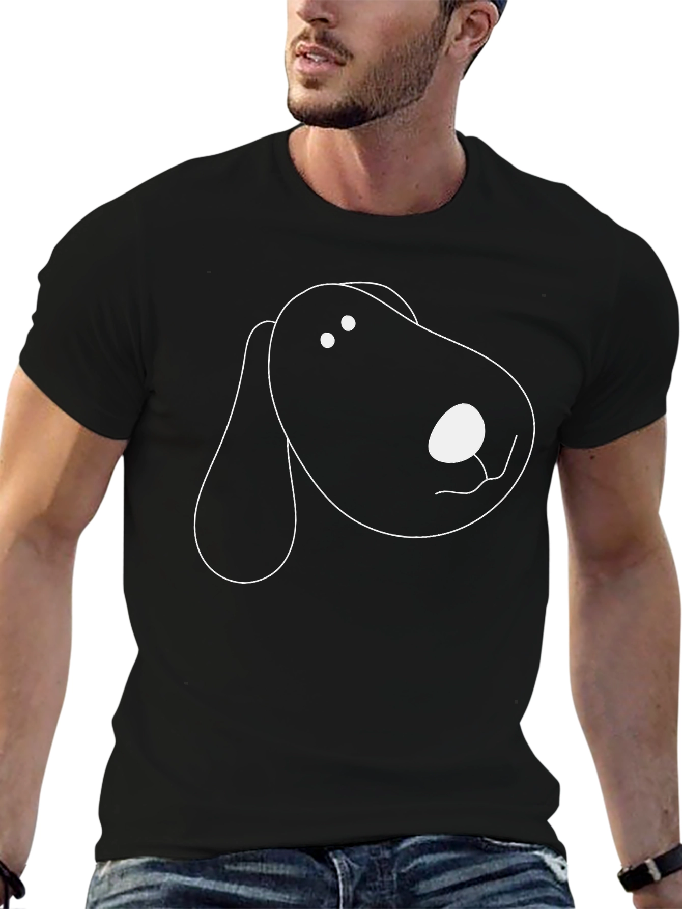 Dog Cartoon Graphic Black T-Shirt