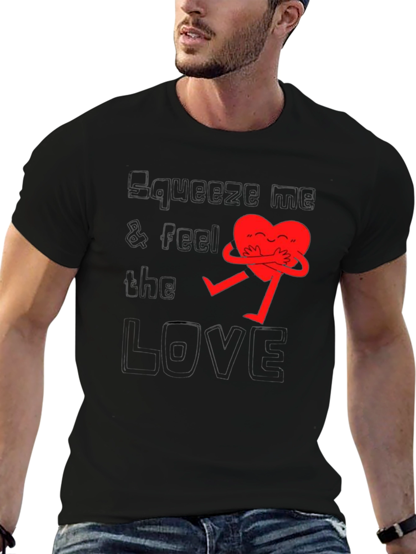 Heart Hug Graphic Tee - Black