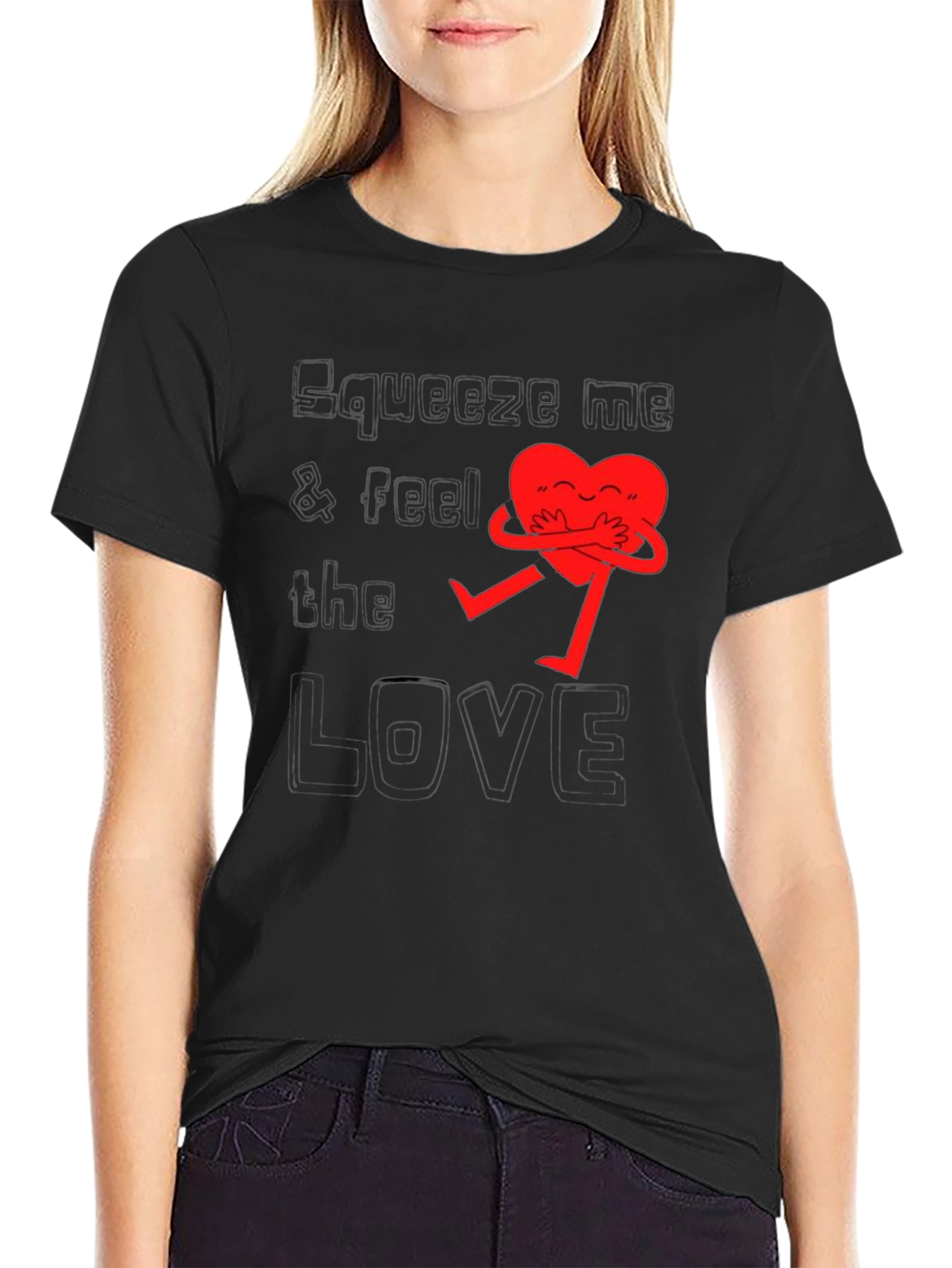 Heart Hug Graphic Tee - Black