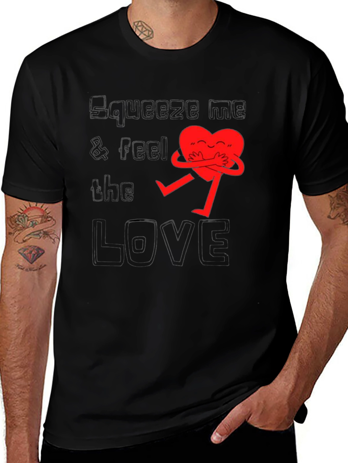 Heart Hug Graphic Tee - Black