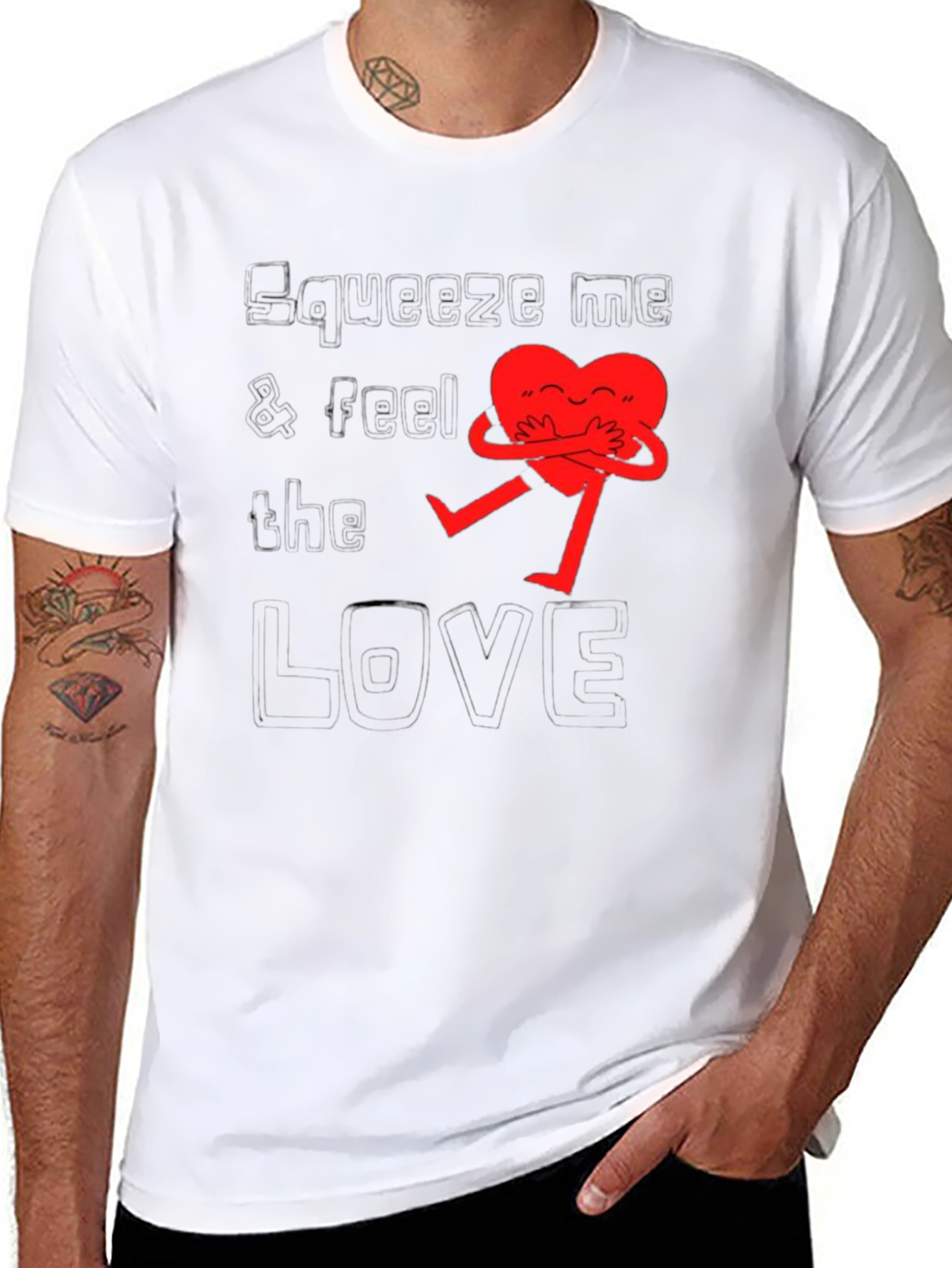 Heart Hug Graphic Tee - Black