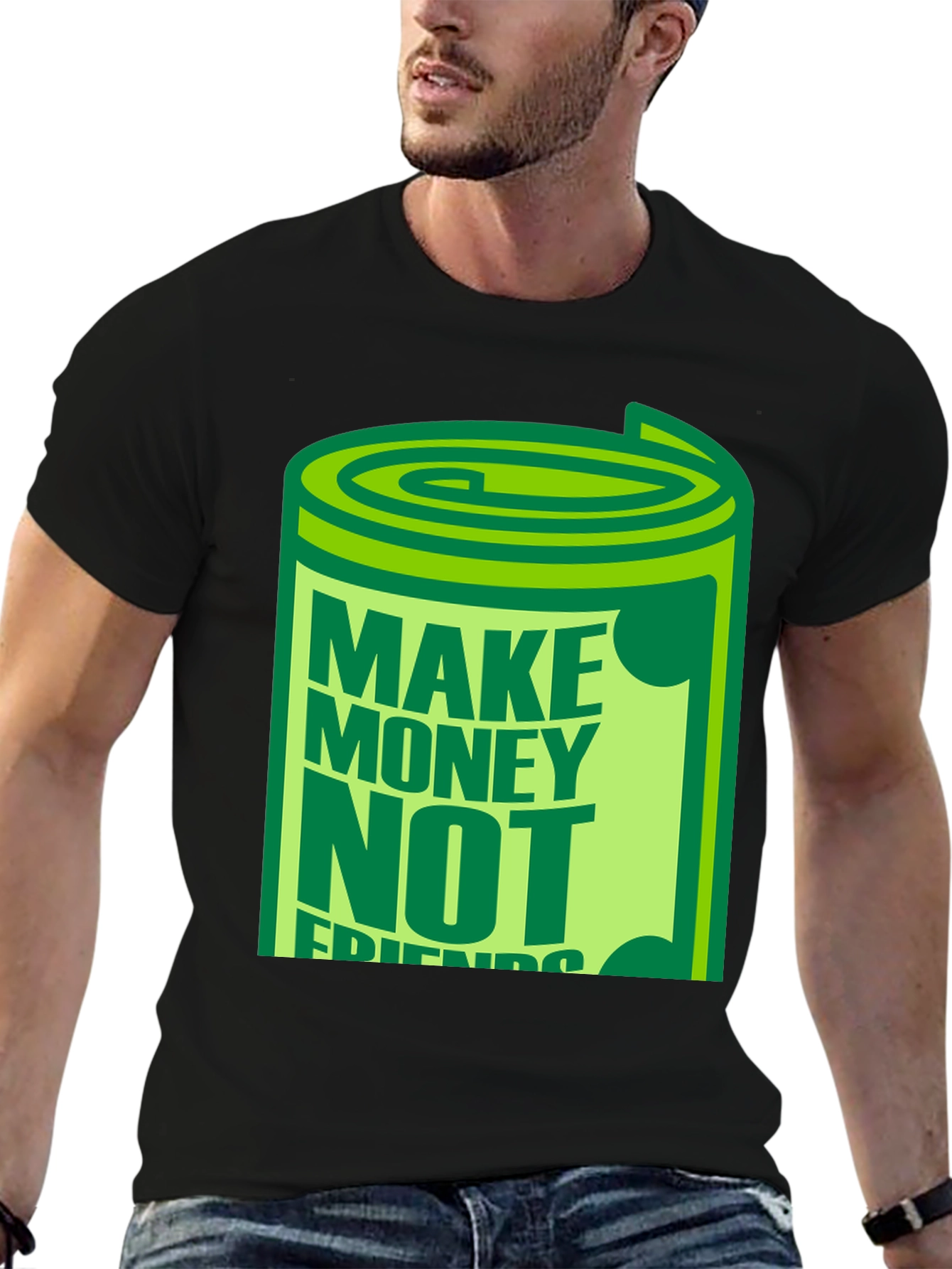 Make Money Not Friends Black Graphic T-Shirt