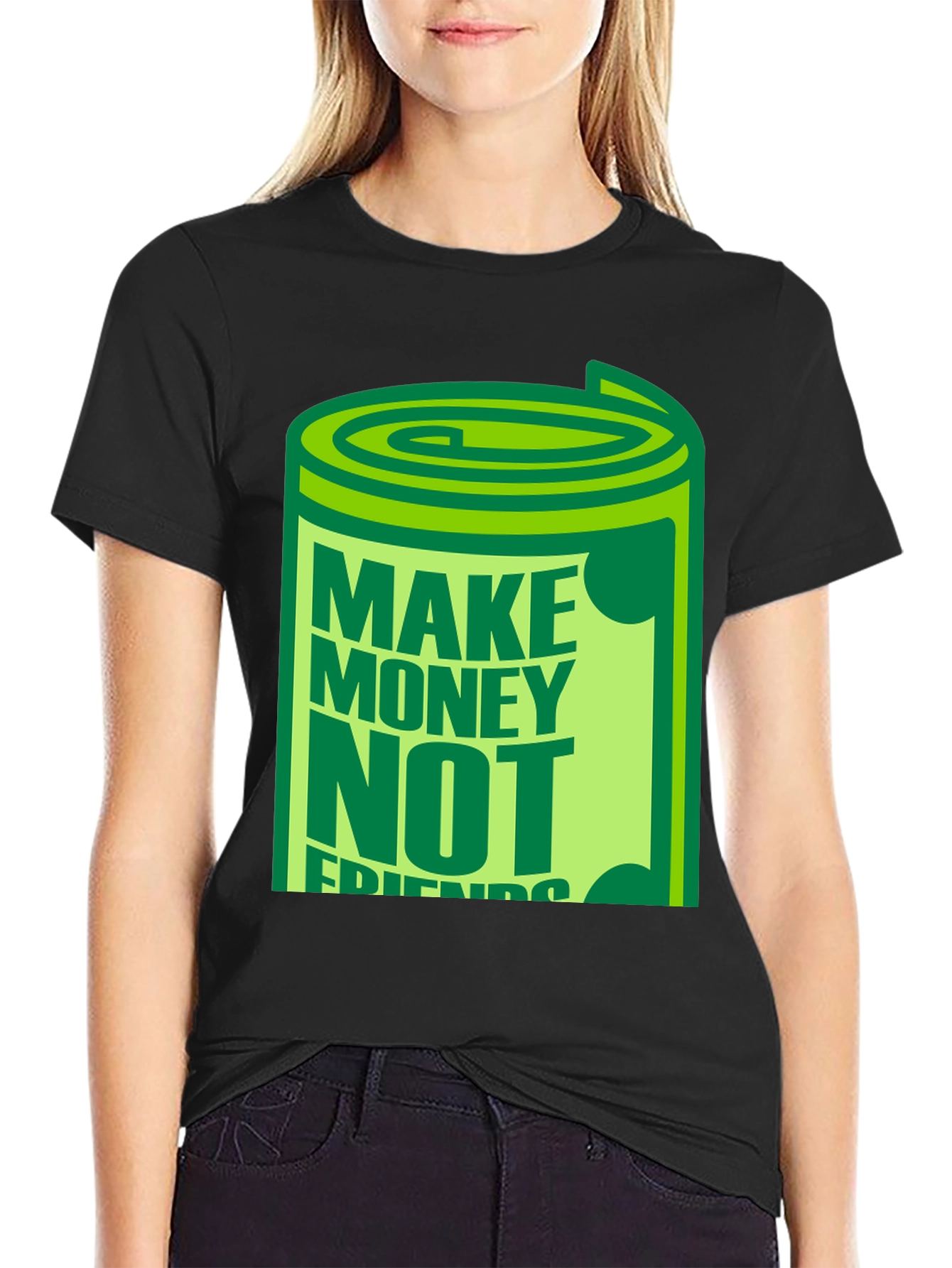 Make Money Not Friends Black Graphic T-Shirt
