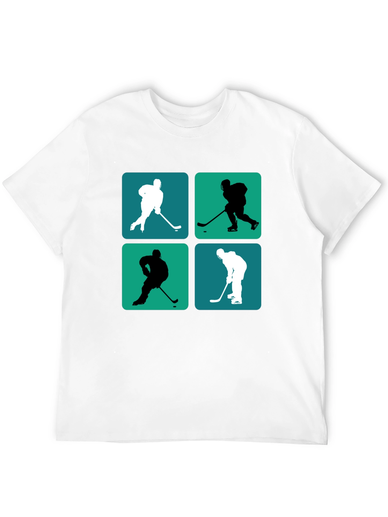 Hockey Player Silhouette Graphic Tee - Black