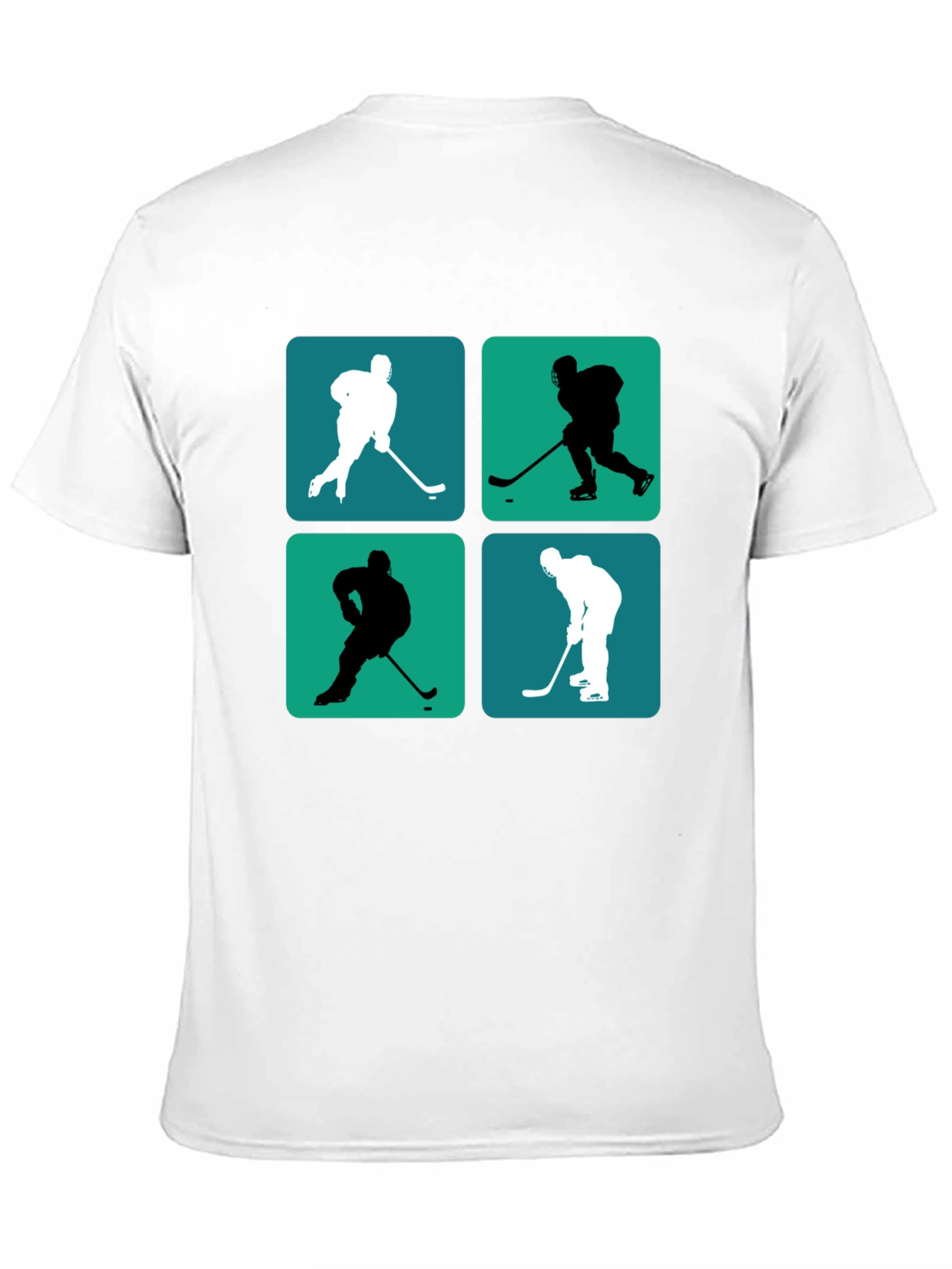 Hockey Player Silhouette Graphic Tee - Black