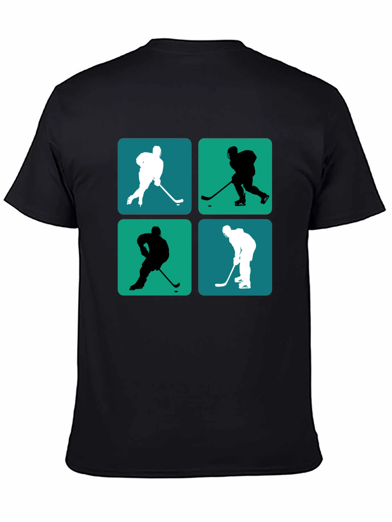 Hockey Player Silhouette Graphic Tee - Black