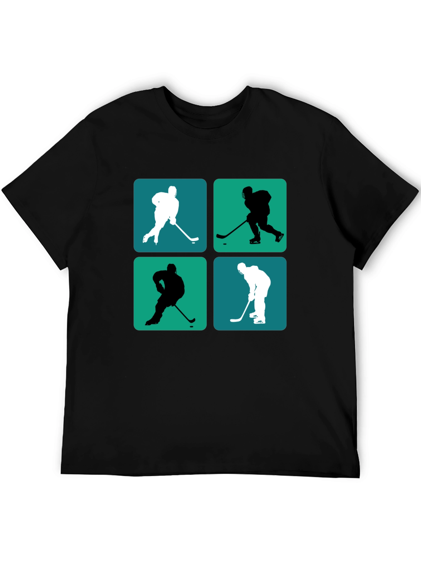 Hockey Player Silhouette Graphic Tee - Black