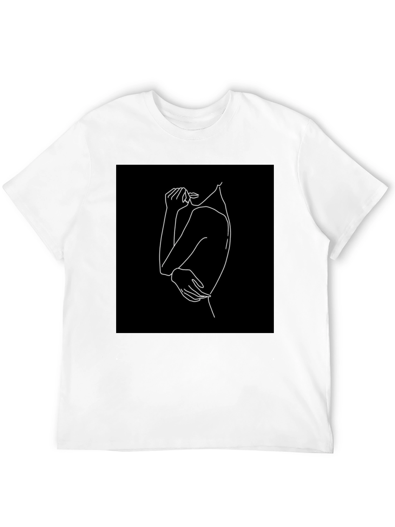 Minimalist Line Art Graphic Tee - Black