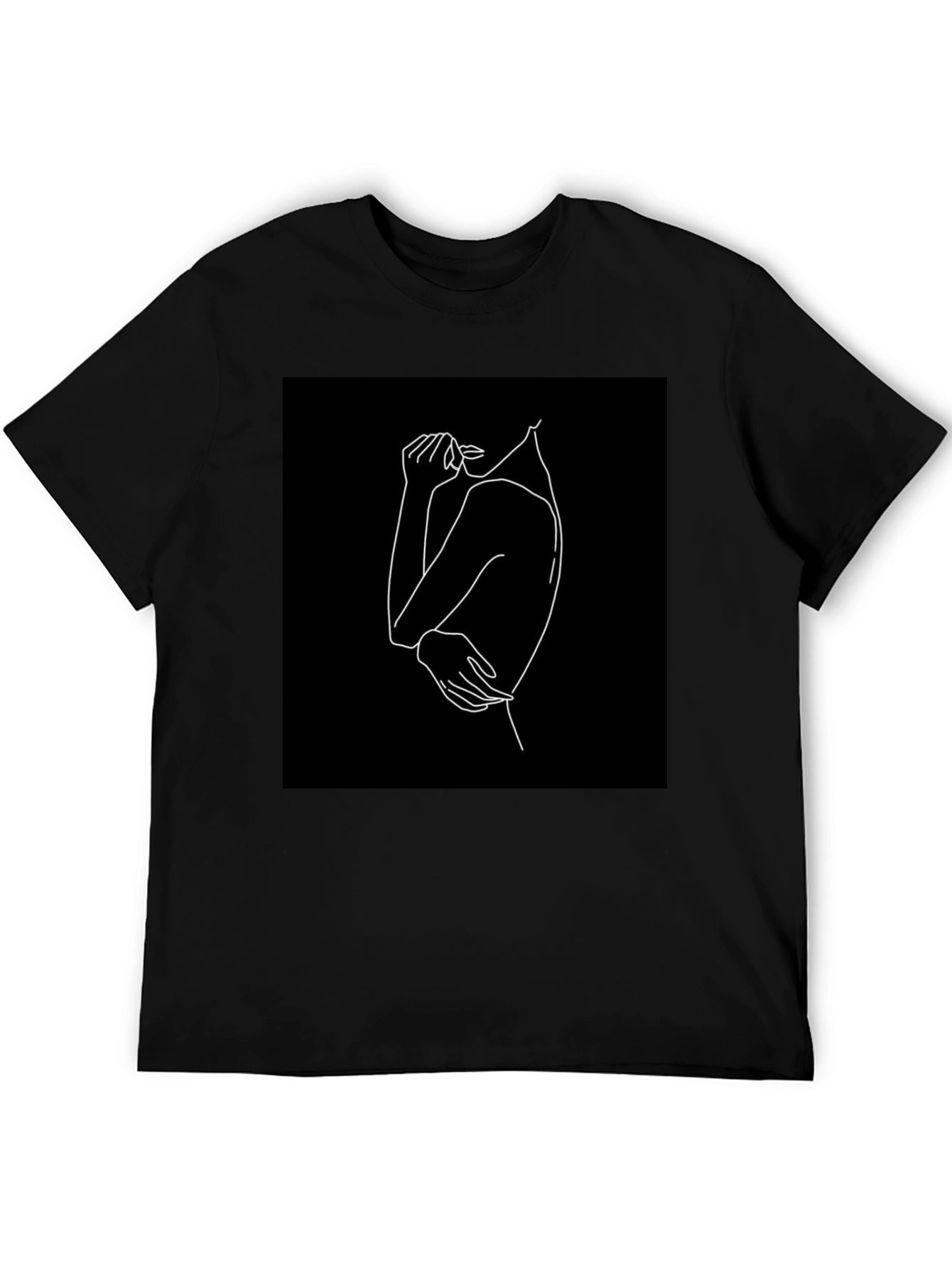 Minimalist Line Art Graphic Tee - Black
