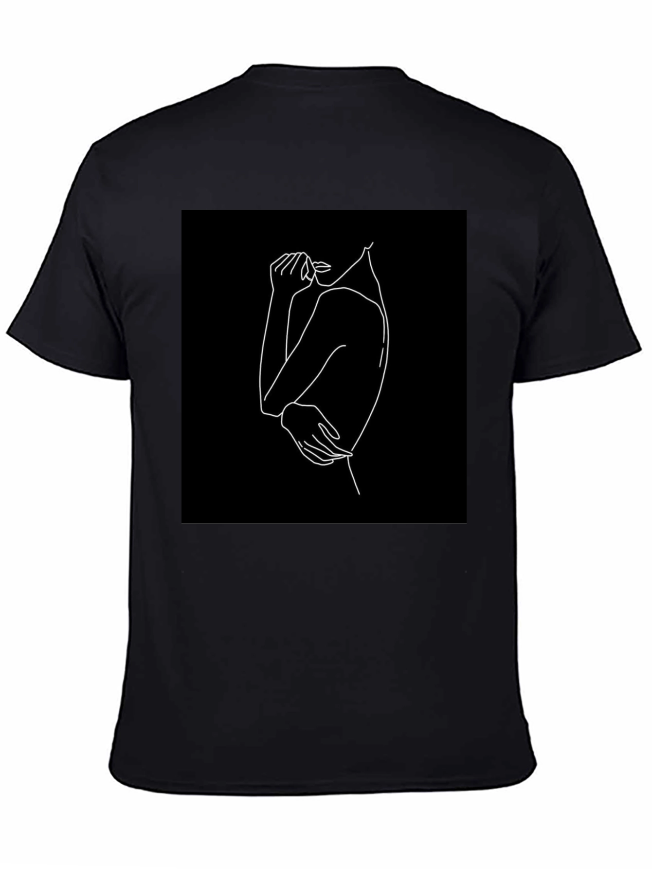 Minimalist Line Art Graphic Tee - Black