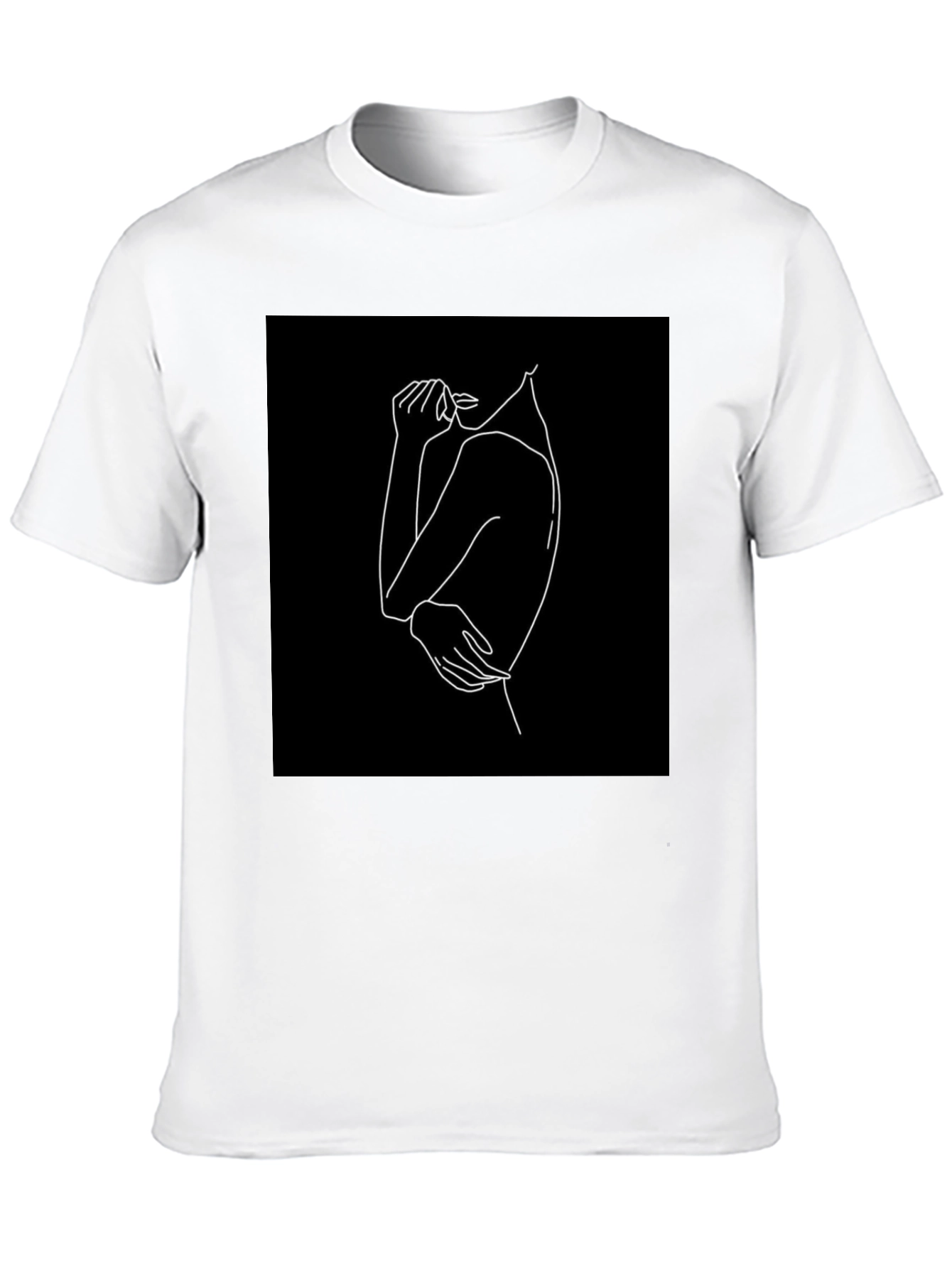 Minimalist Line Art Graphic Tee - Black