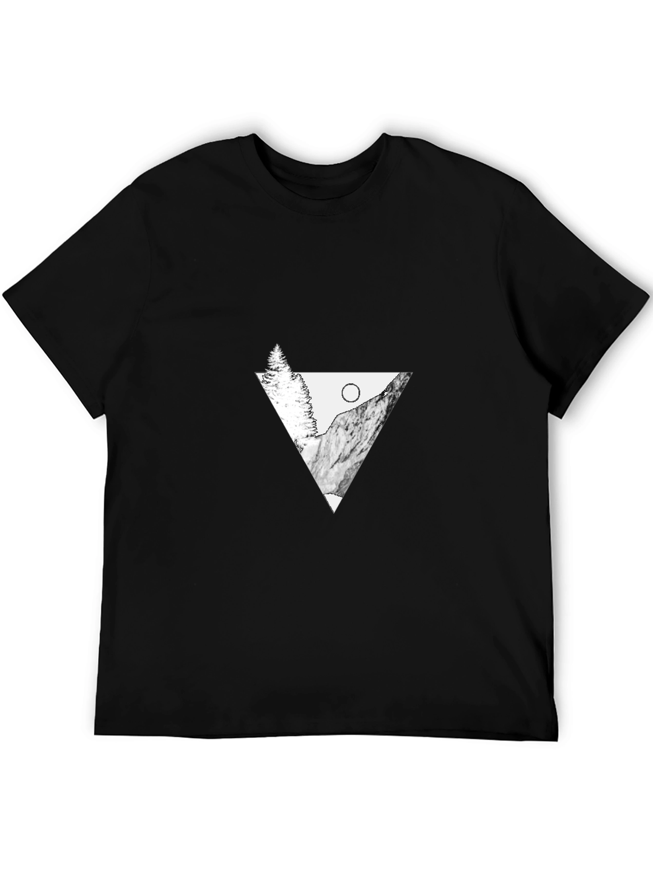 Minimalist Mountain Graphic Tee - Black