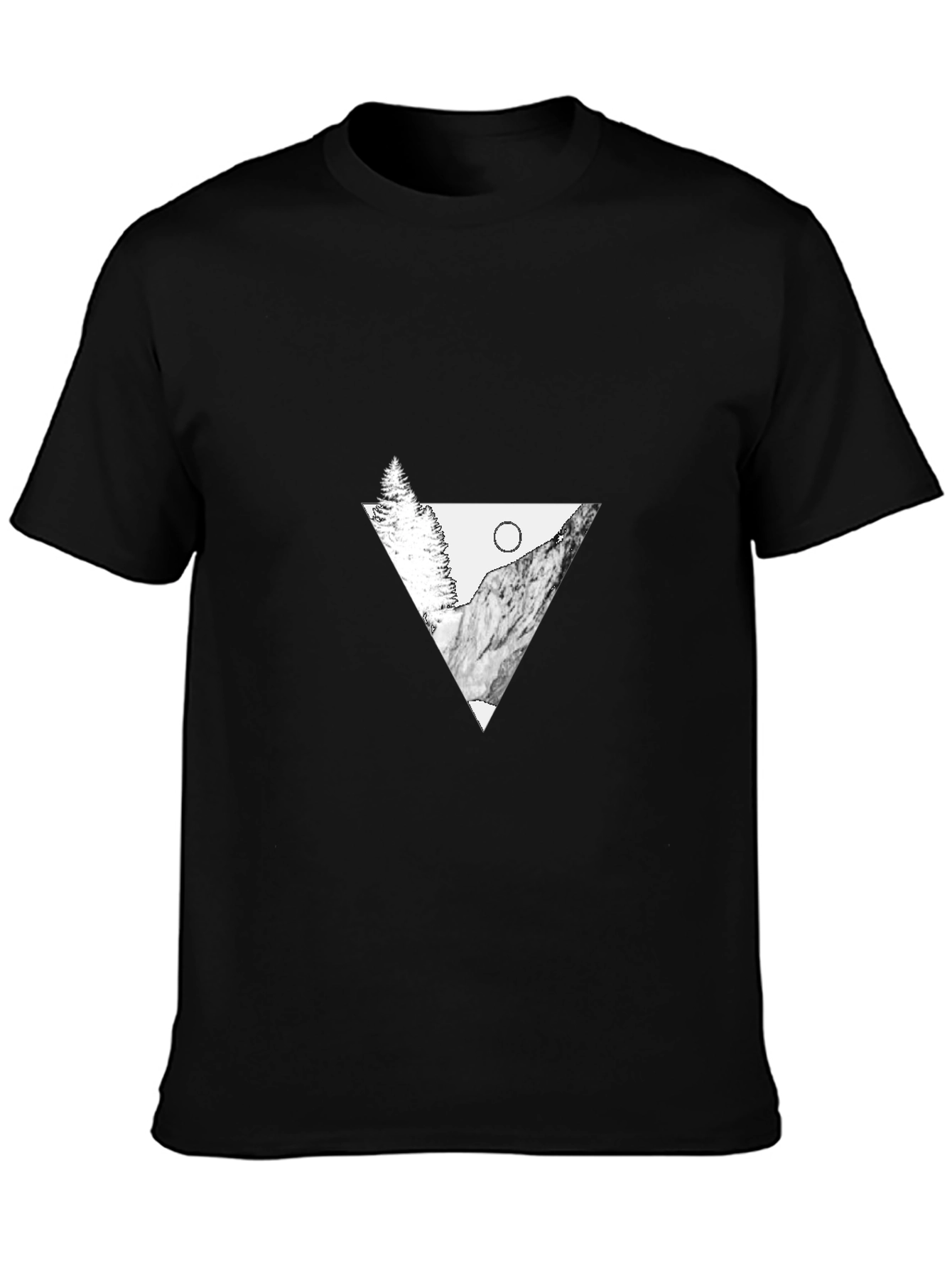 Minimalist Mountain Graphic Tee - Black
