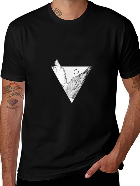 Minimalist Mountain Graphic Tee - Black