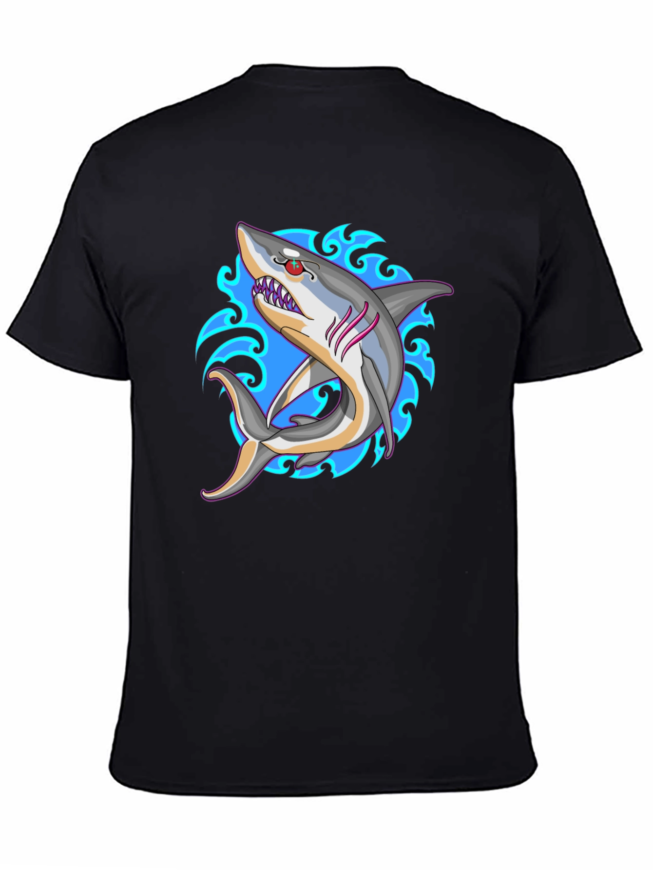 Shark Tattoo Style Black T-Shirt
