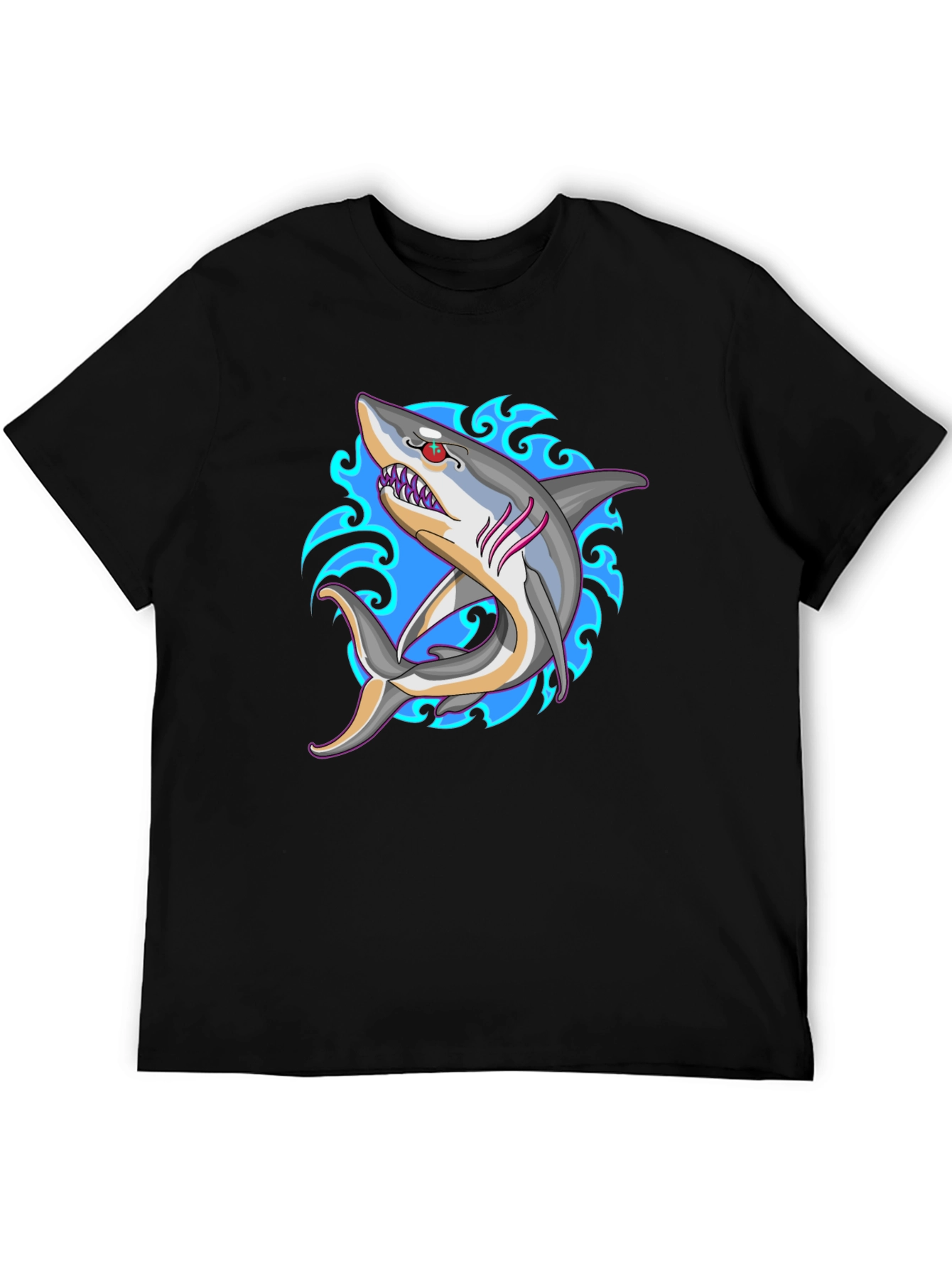 Shark Tattoo Style Black T-Shirt