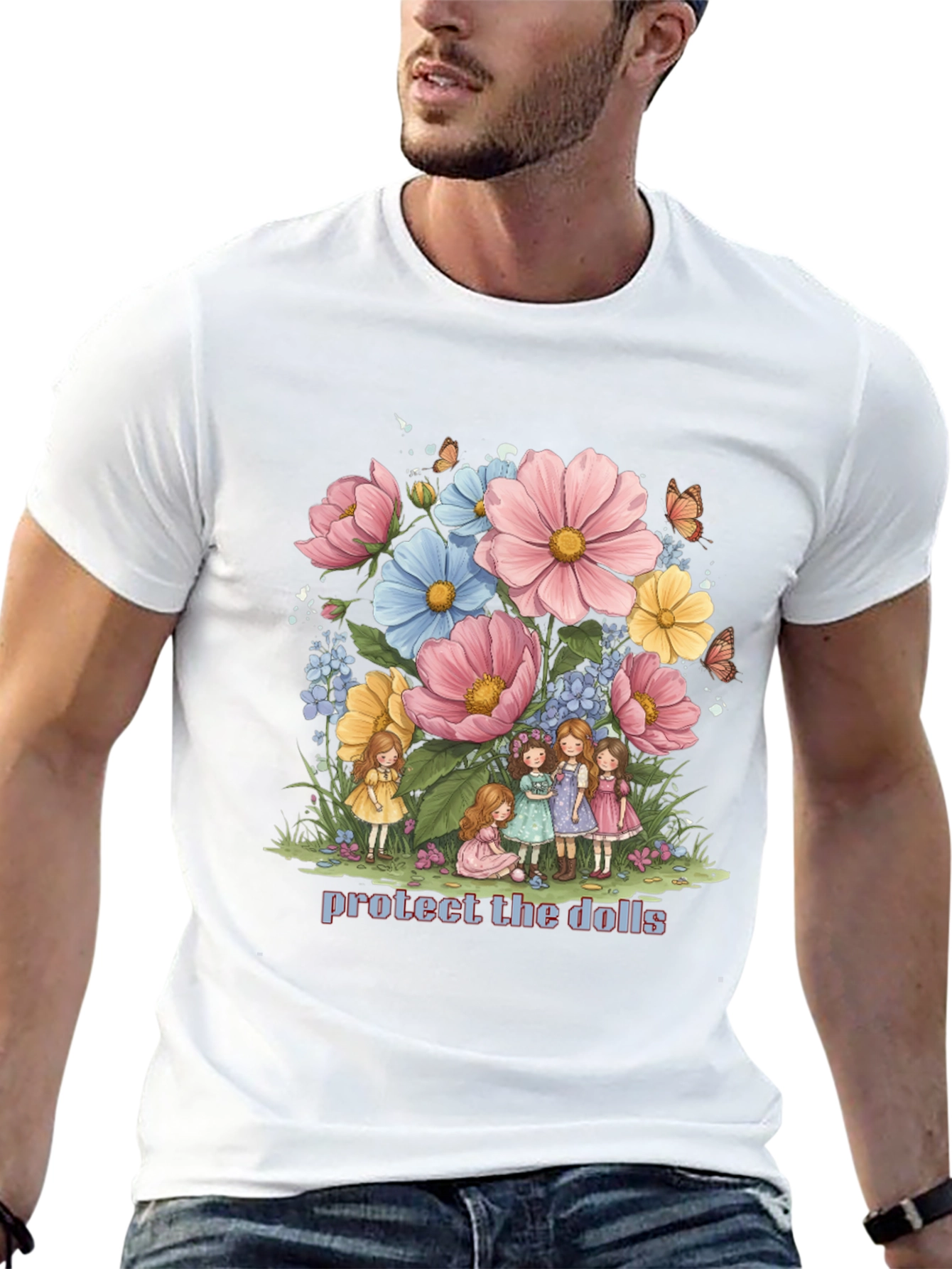 Protect the Dolls Graphic Tee - Black Cotton Blend
