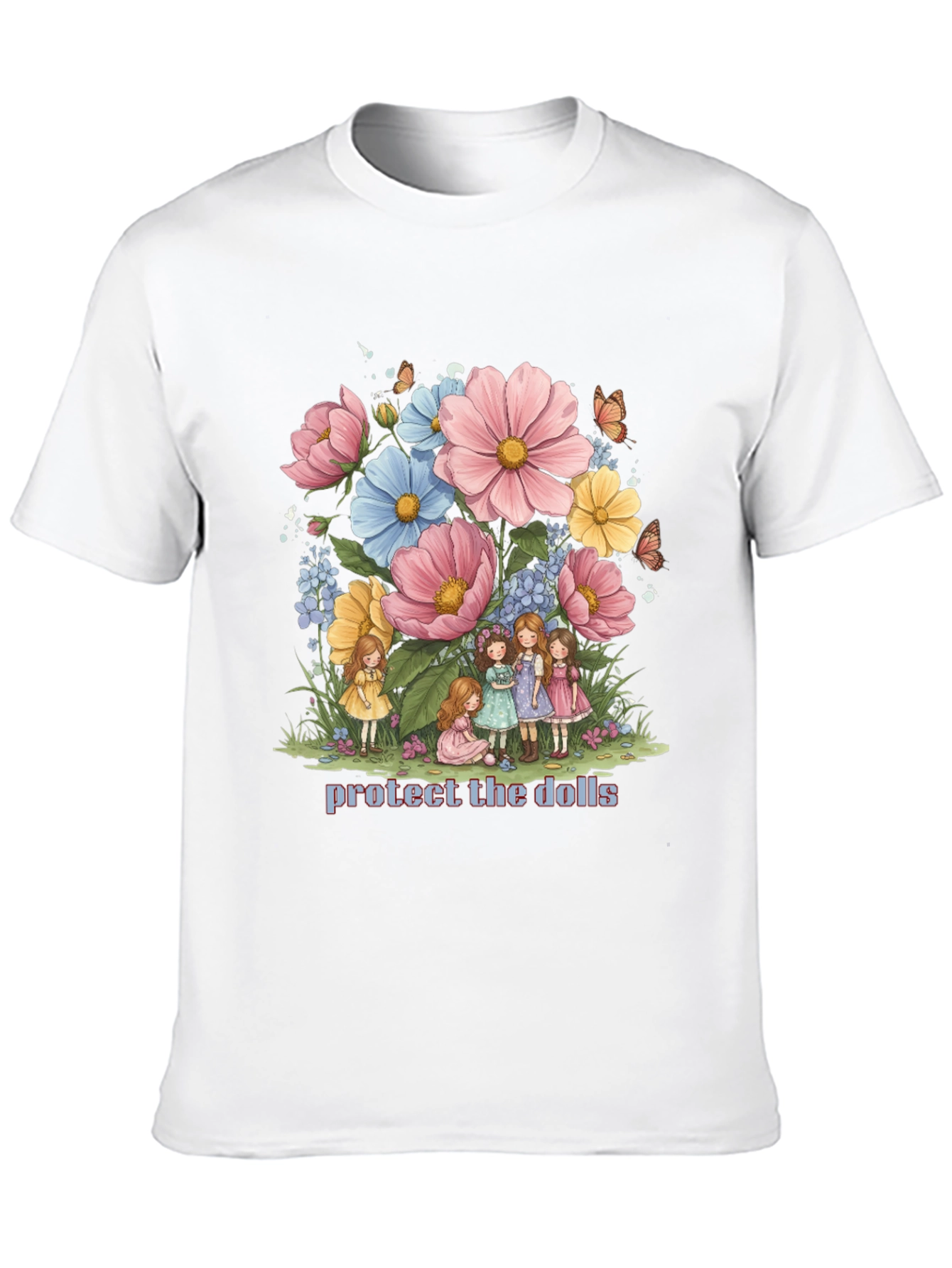 Protect the Dolls Graphic Tee - Black Cotton Blend