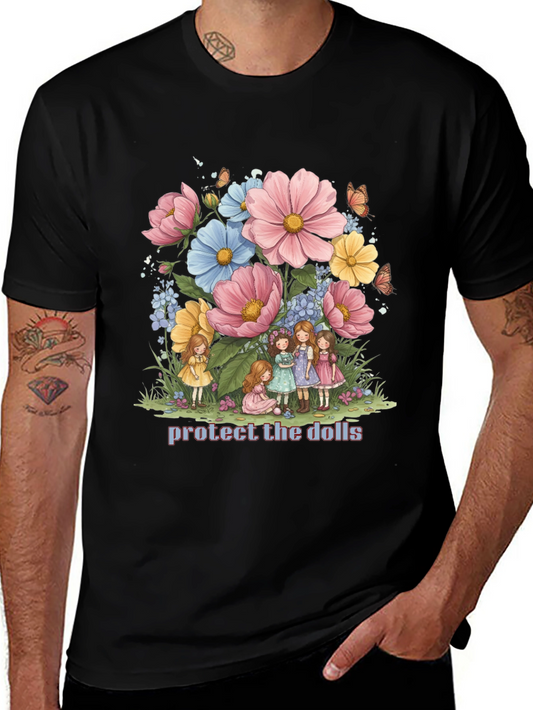 Protect the Dolls Graphic Tee - Black Cotton Blend