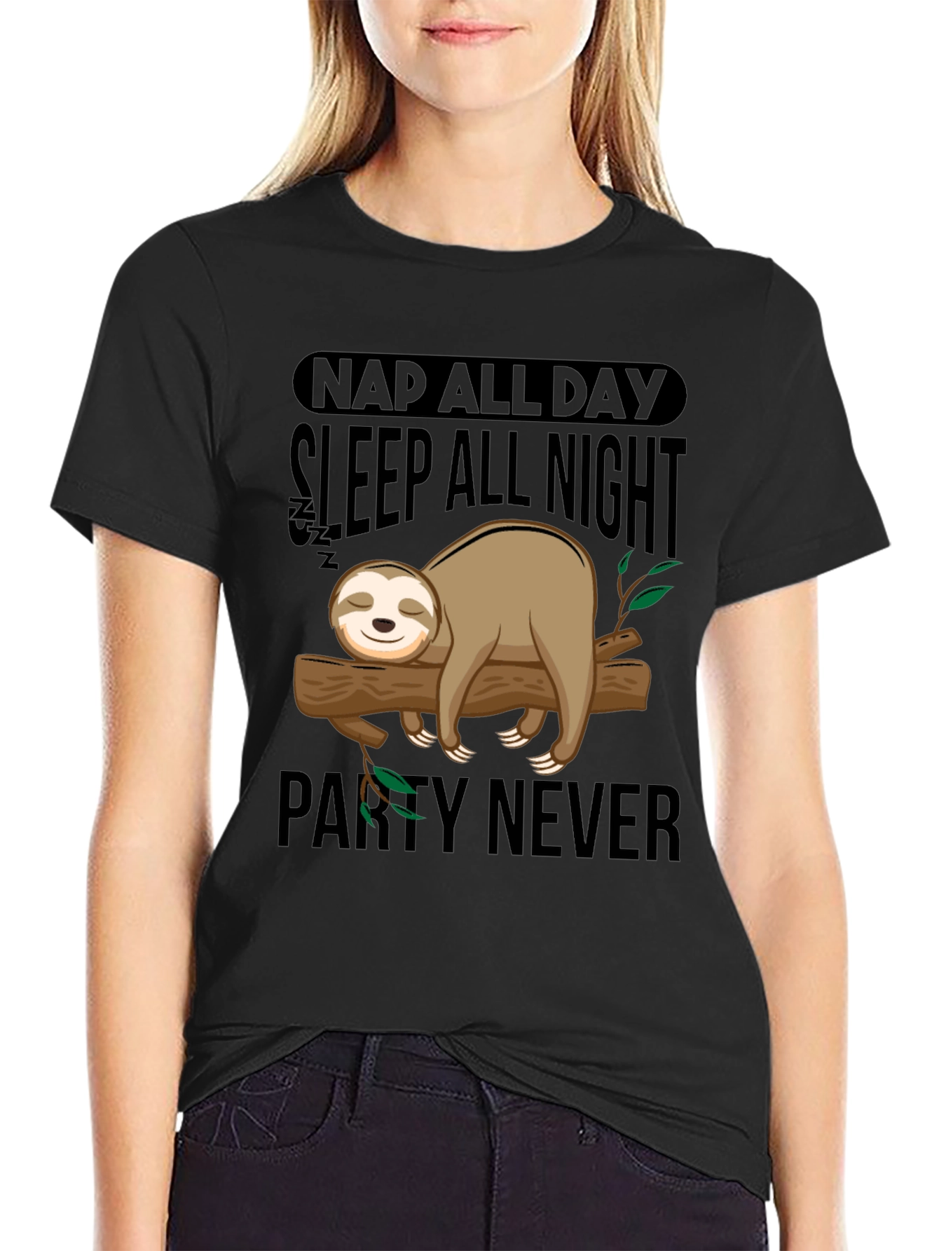 Nap All Day Sloth Graphic T-Shirt