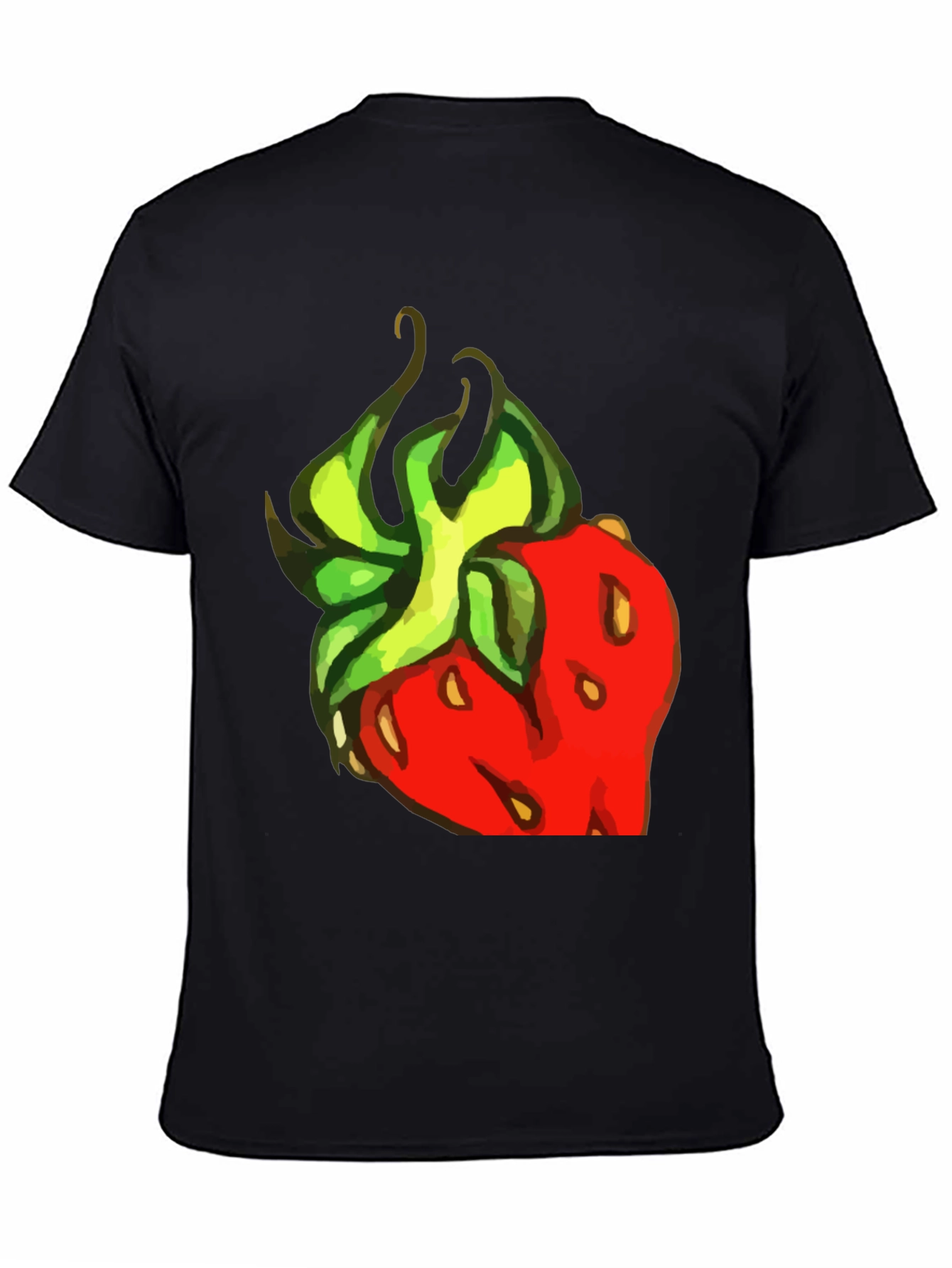 Strawberry Graphic Print Black Tee