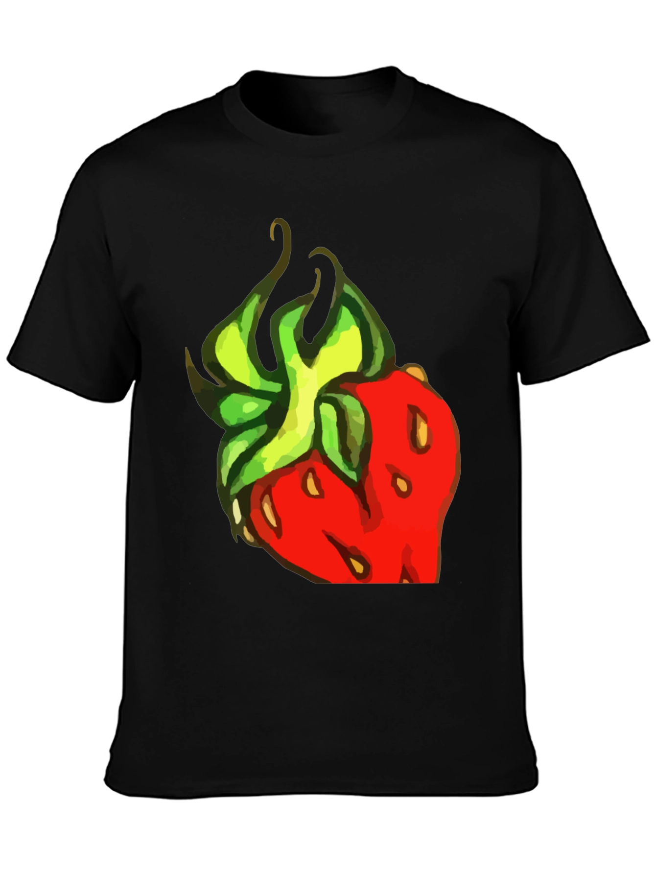Strawberry Graphic Print Black Tee