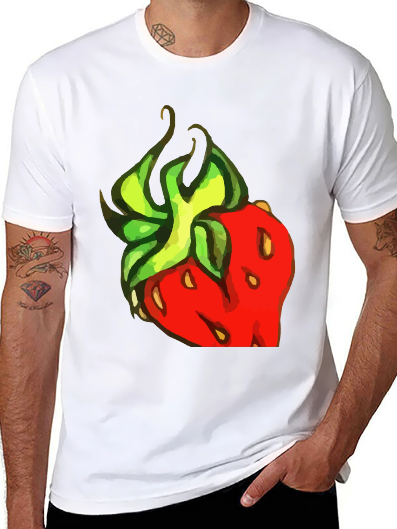 Strawberry Graphic Print Black Tee