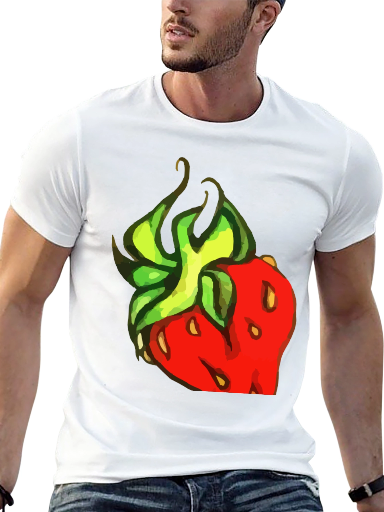 Strawberry Graphic Print Black Tee