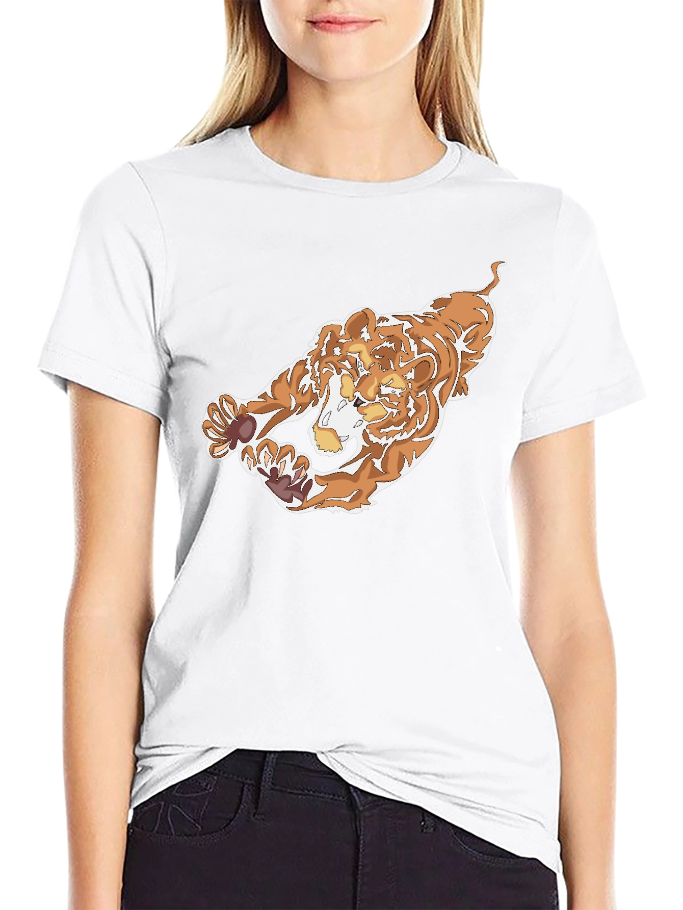 Black T-Shirt with Bold Tiger Graphic